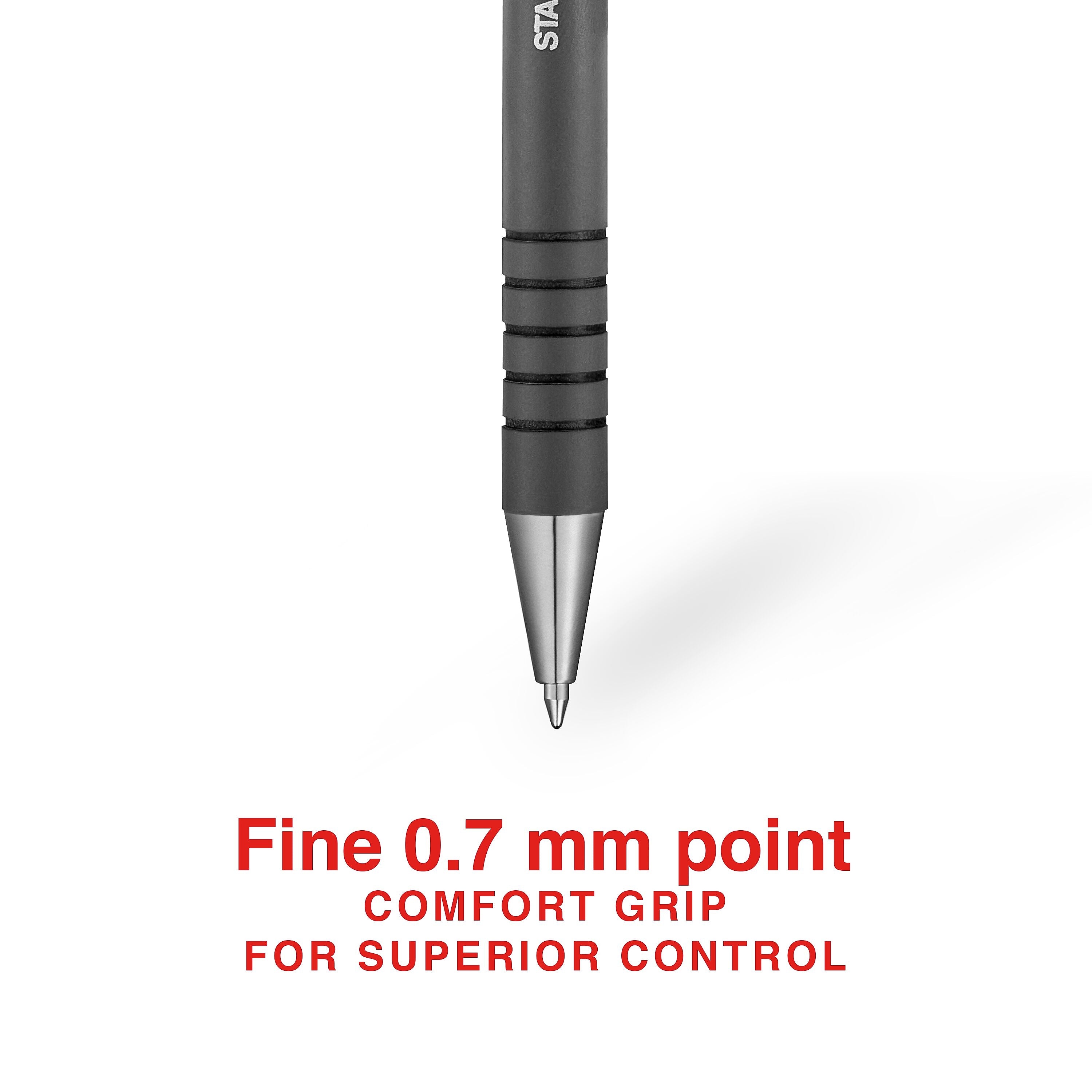 Staples Postscript Retractable Ballpoint Pens, Fine Point, Black Ink, Dozen