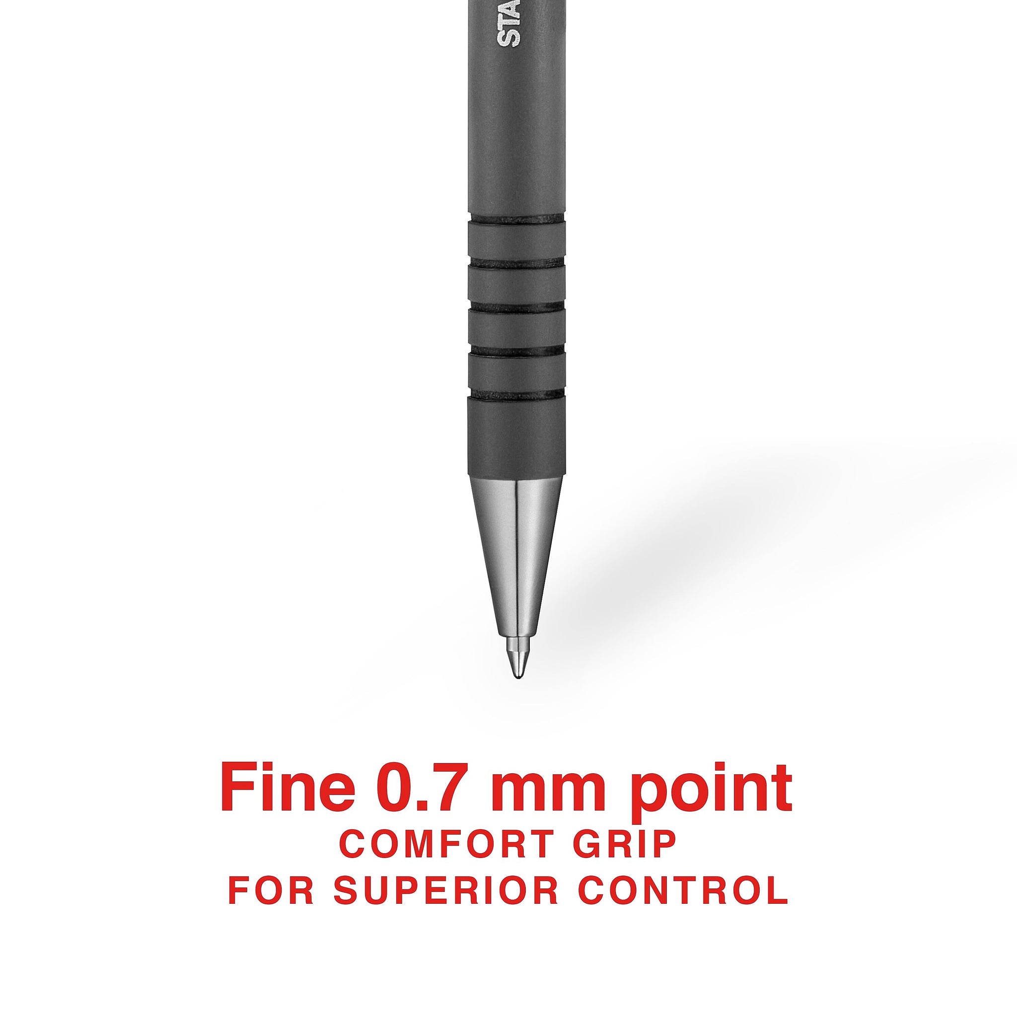 Staples Postscript Retractable Ballpoint Pens, Fine Point, Black Ink, Dozen