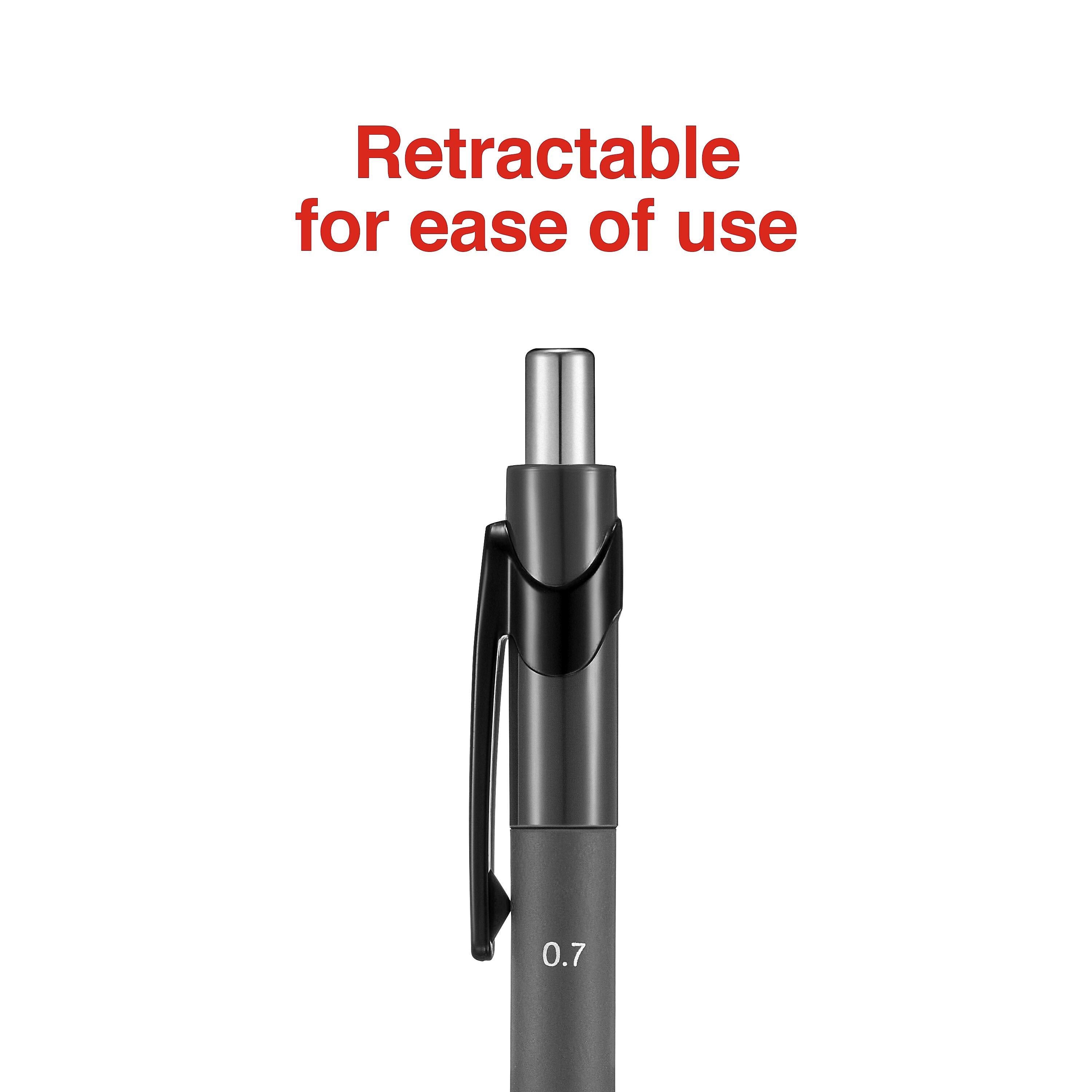 Staples Postscript Retractable Ballpoint Pens, Fine Point, Black Ink, Dozen