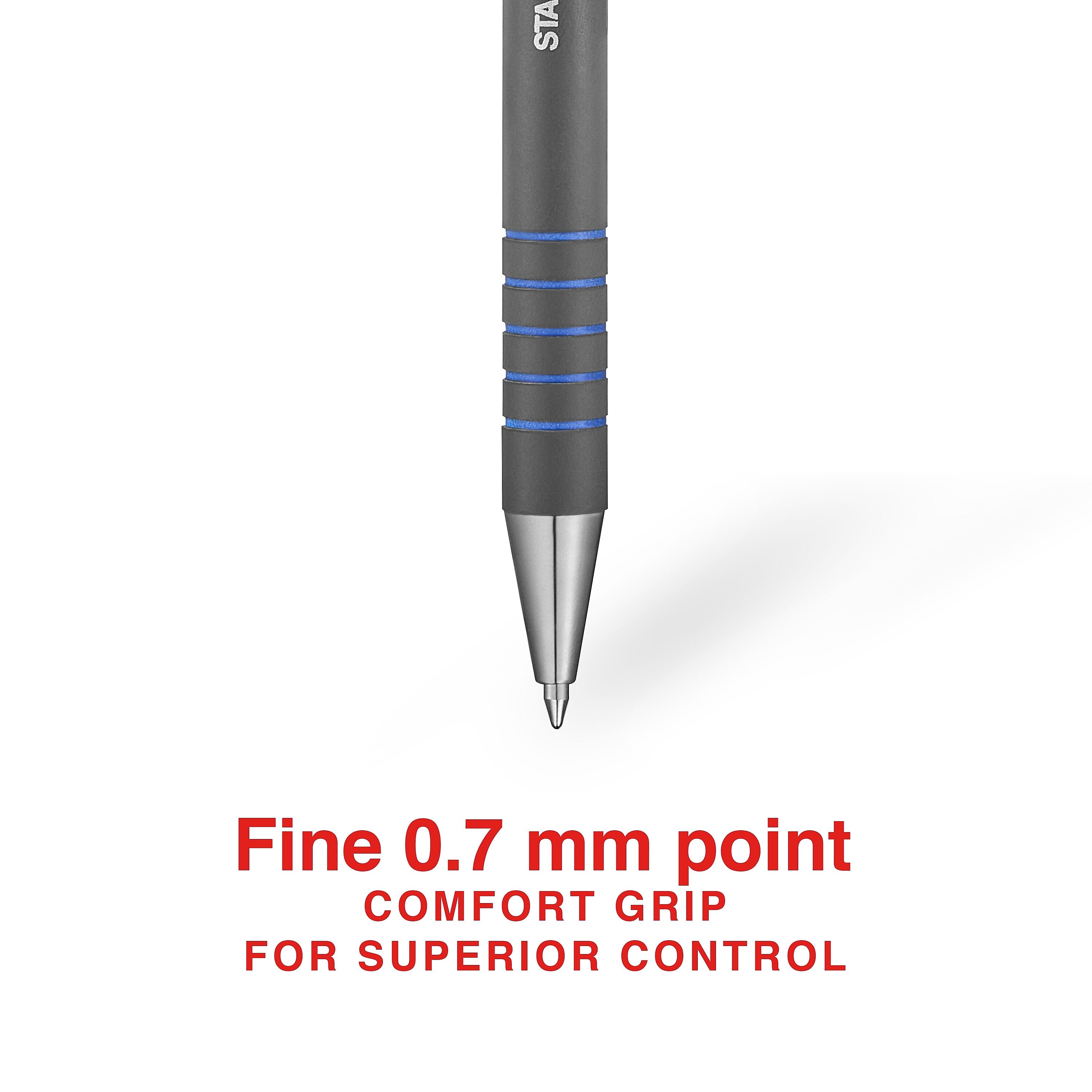 Staples Postscript Retractable Ballpoint Pens, Fine Point, Blue Ink, Dozen