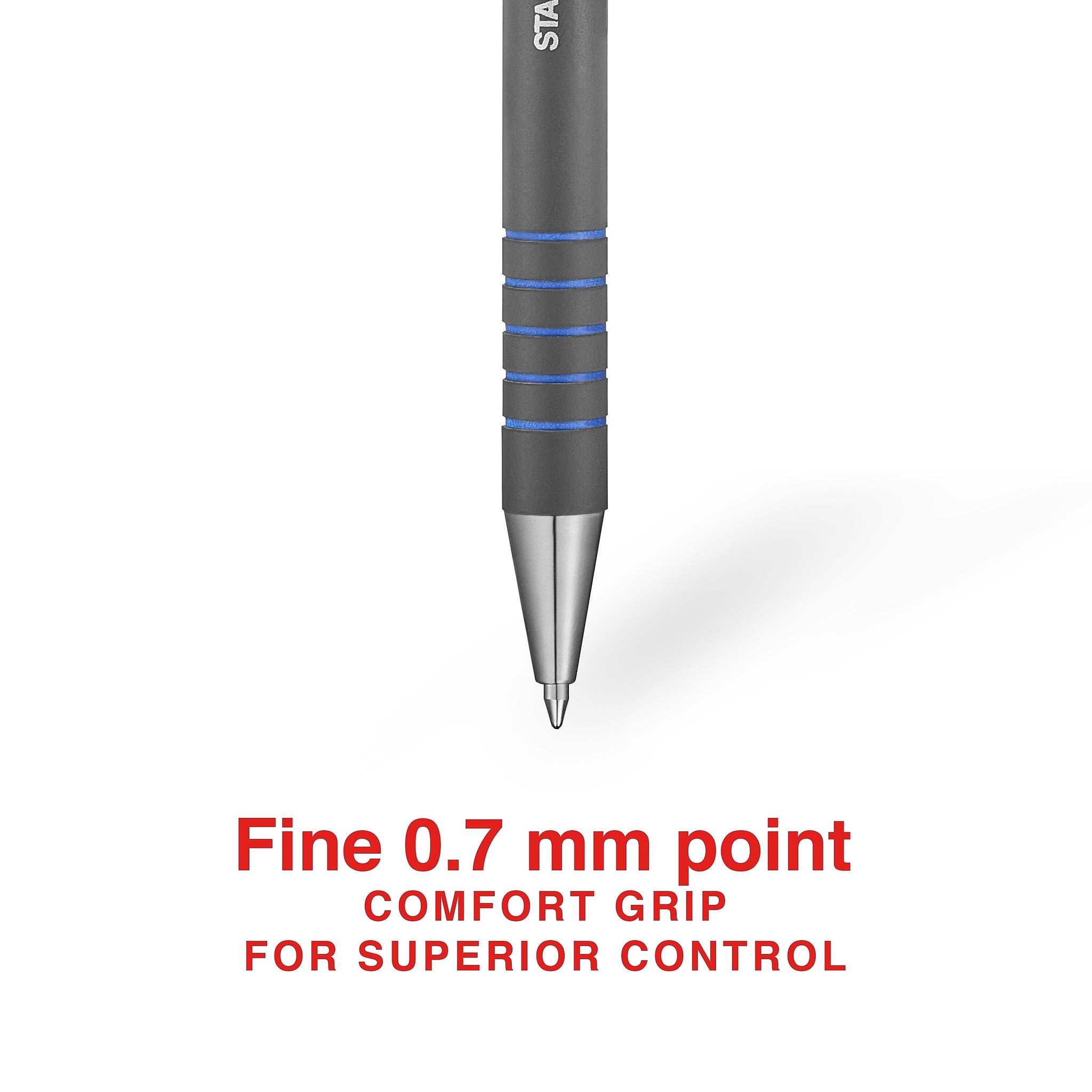 Staples Postscript Retractable Ballpoint Pens, Fine Point, Blue Ink, Dozen