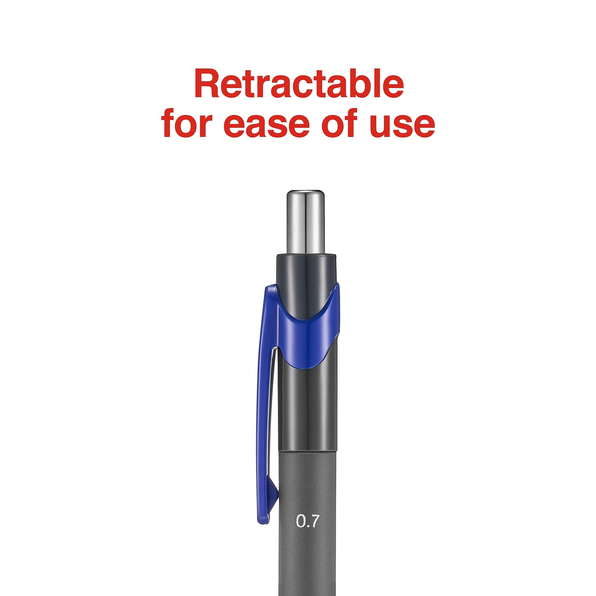Staples Postscript Retractable Ballpoint Pens, Fine Point, Blue Ink, Dozen