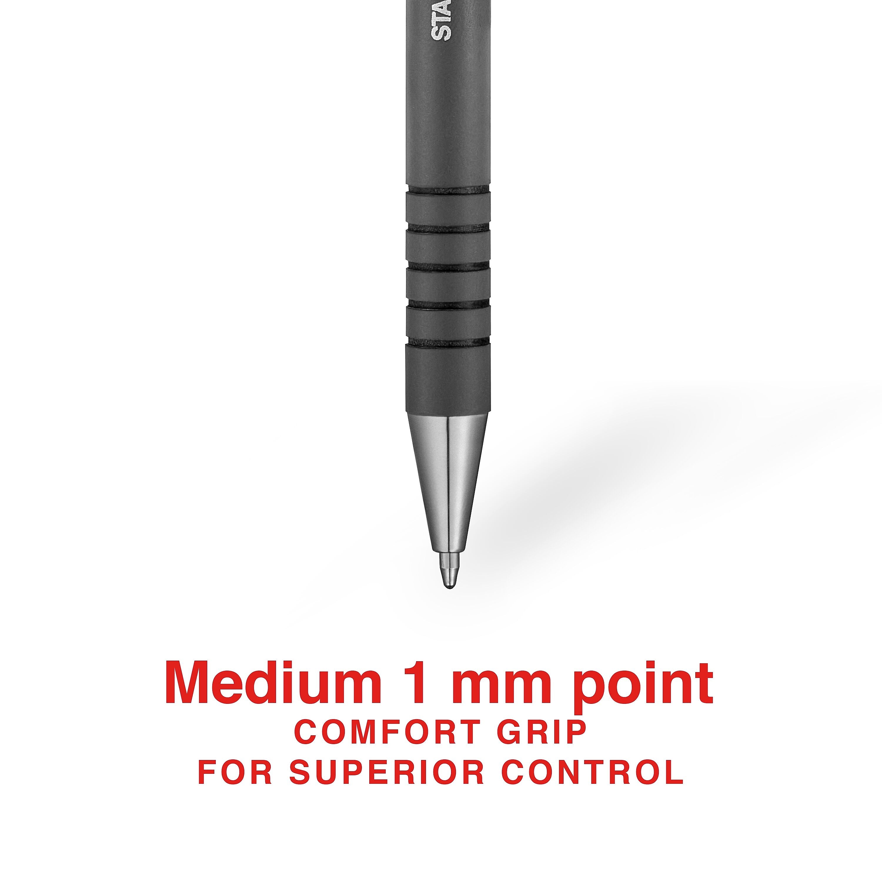 Staples Postscript Retractable Ballpoint Pens, Medium Point, Black Ink, Dozen