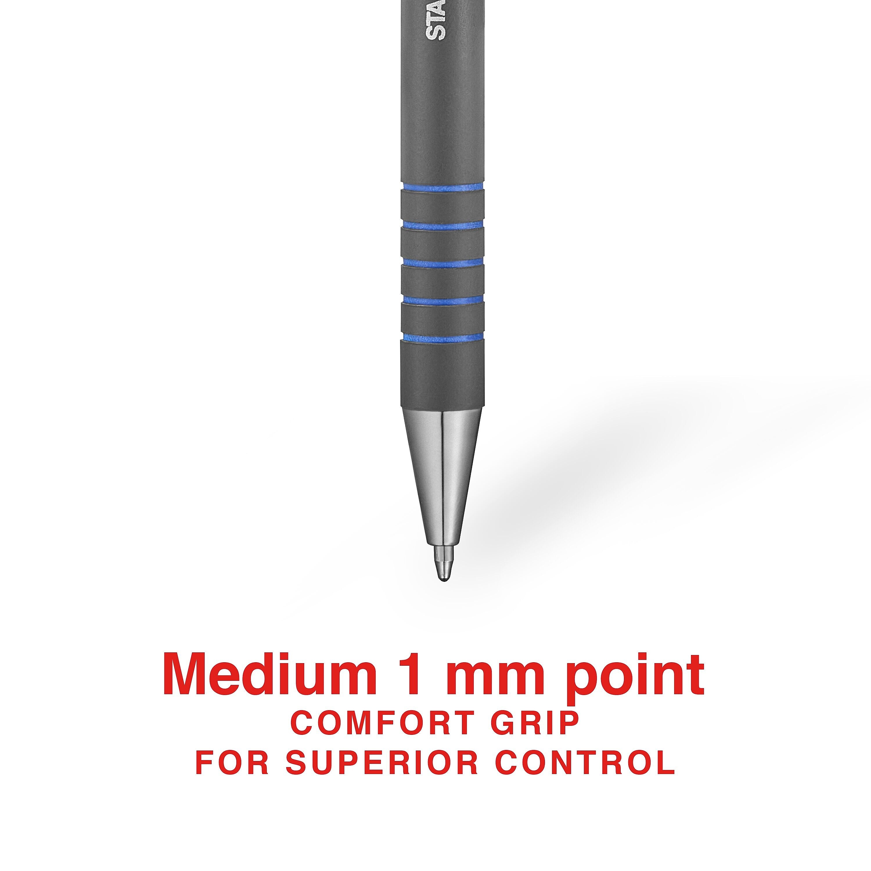 Staples Postscript Retractable Ballpoint Pens, Medium Point, Blue Ink, Dozen