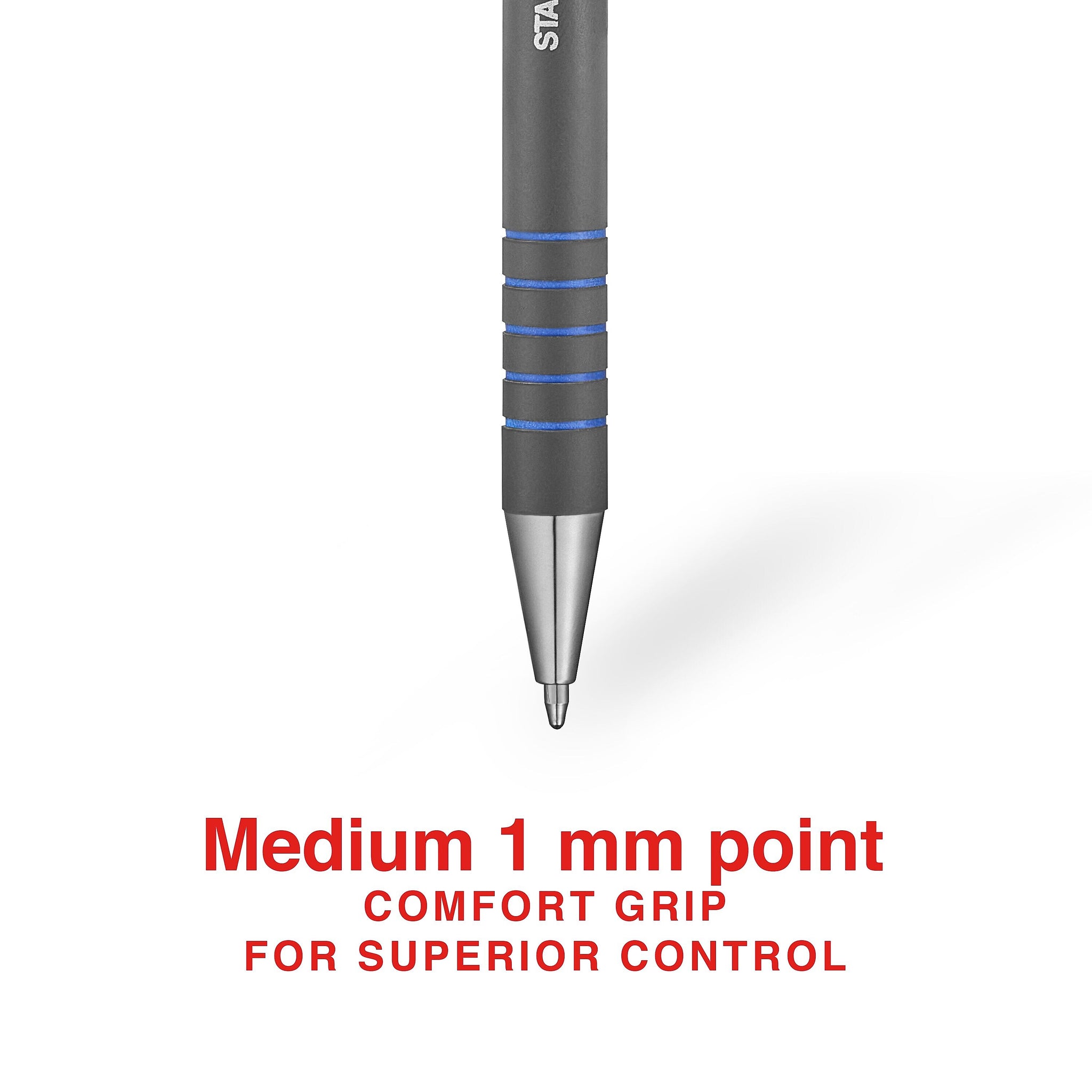 Staples Postscript Retractable Ballpoint Pens, Medium Point, Blue Ink, Dozen