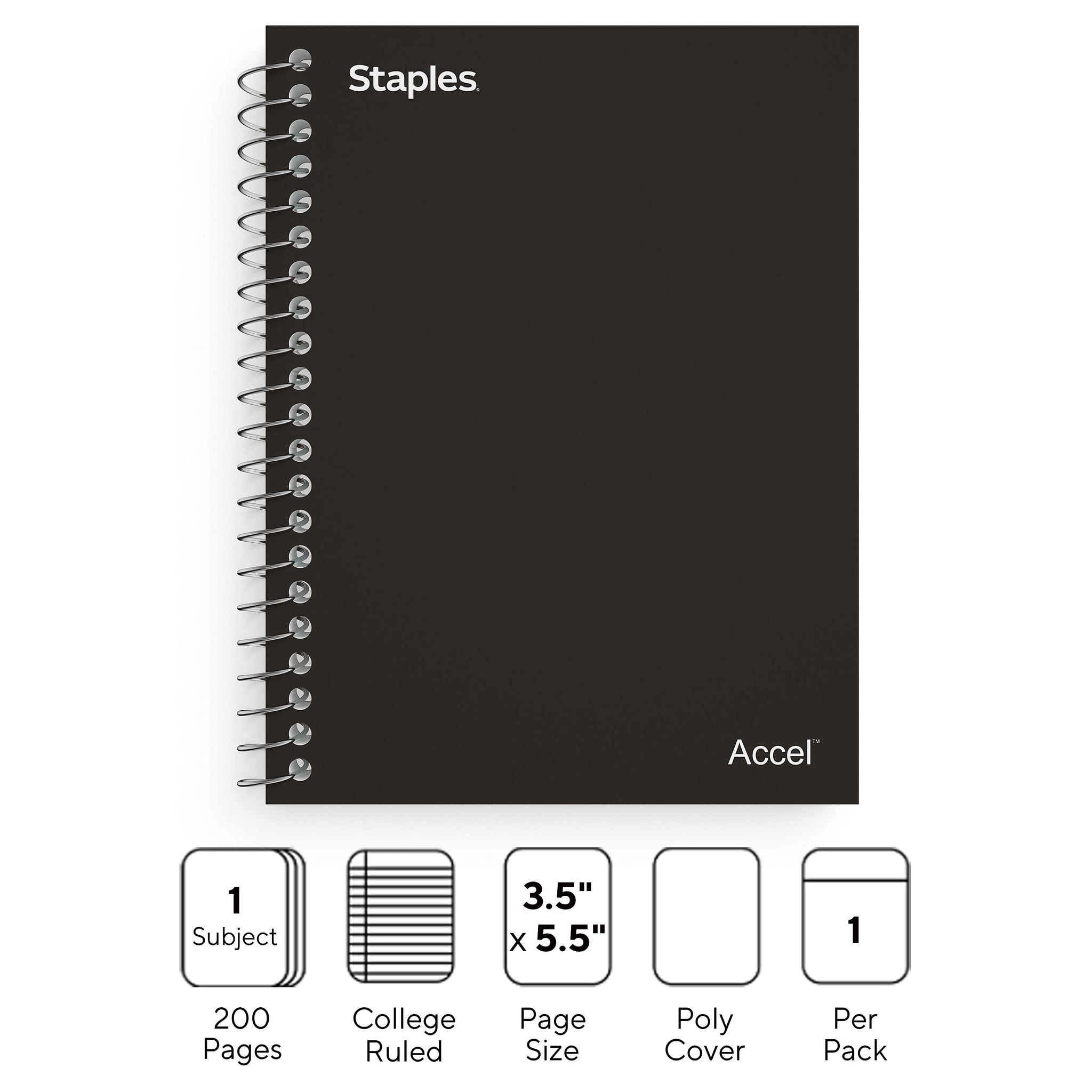 Staples Premium 1-Subject Notebook, 3.5