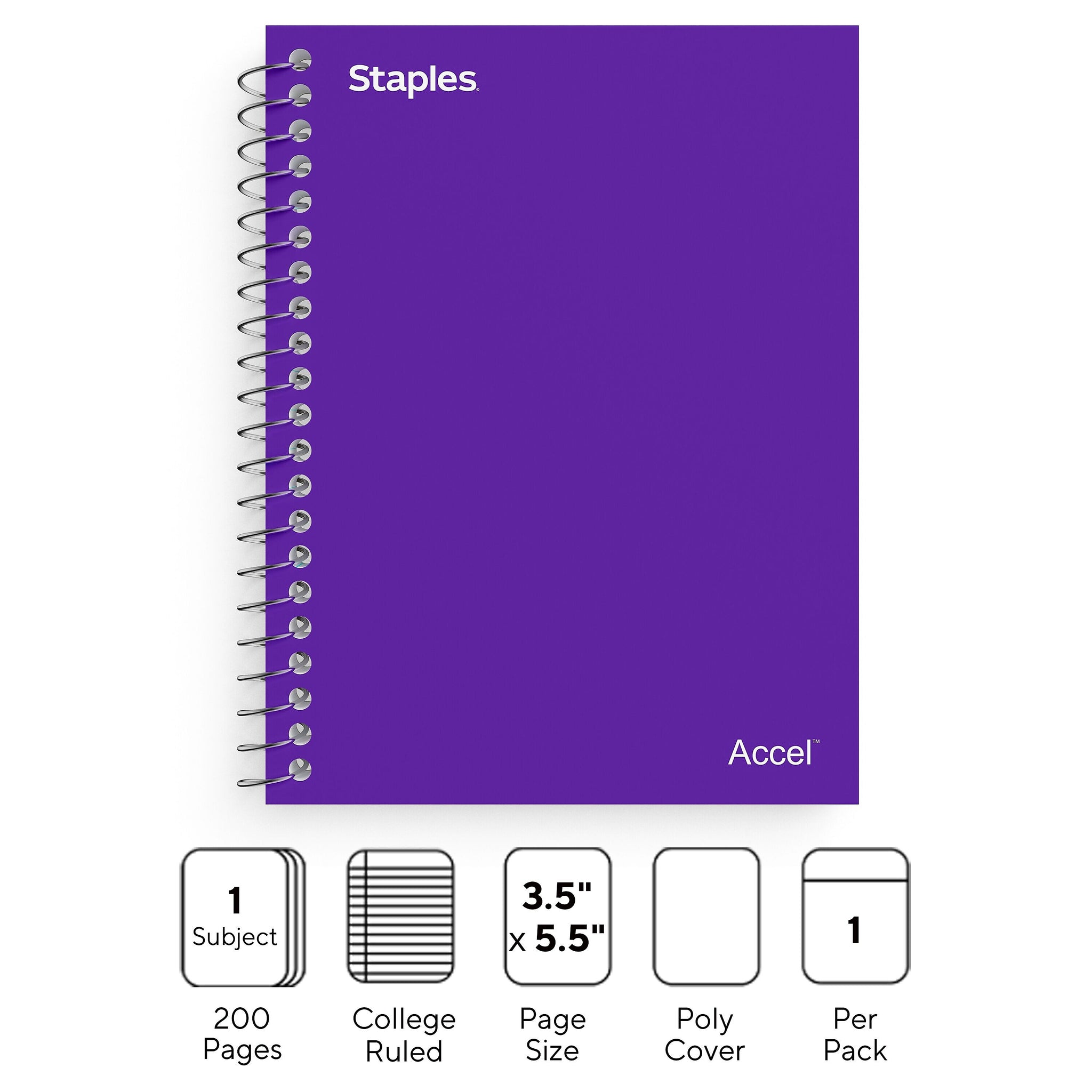 Staples Premium 1-Subject Notebook, 3.5
