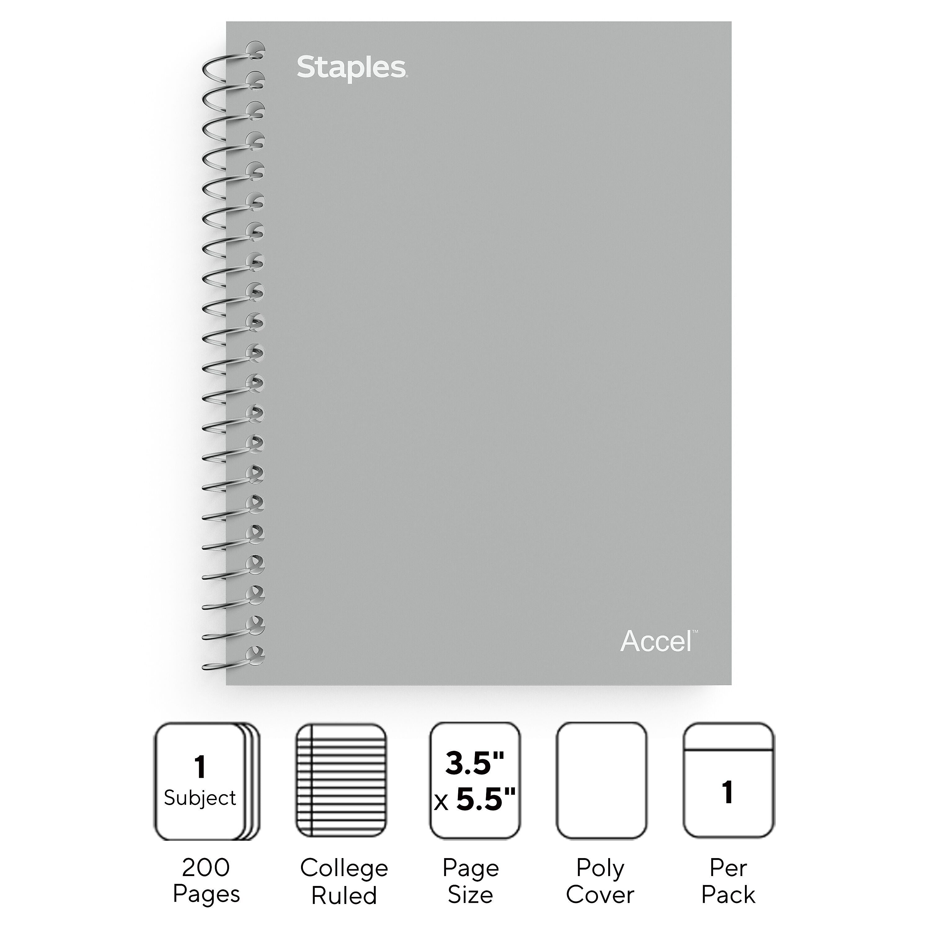 Staples Premium 1-Subject Notebook, 3.5