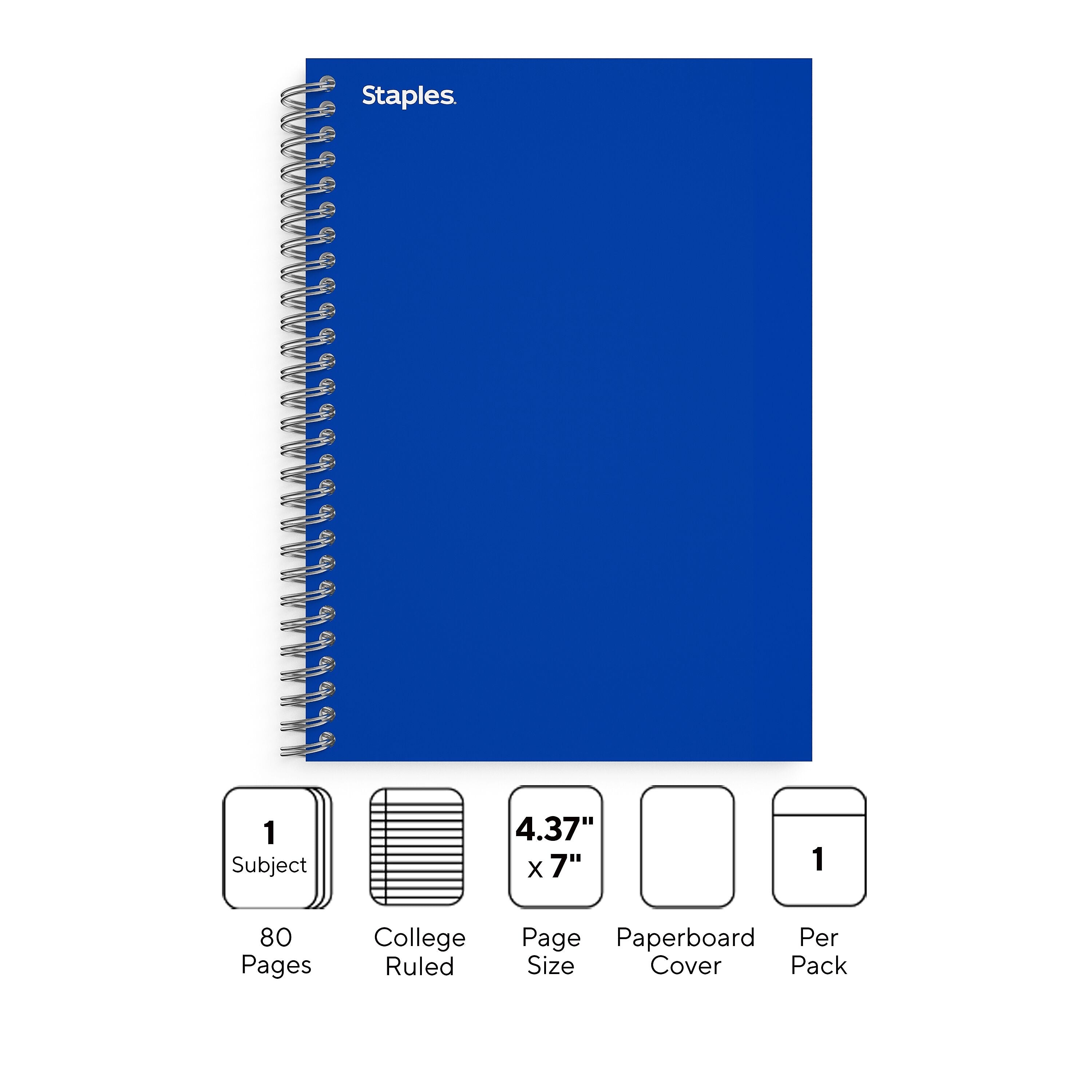 Staples Premium 1-Subject Notebook, 4.38