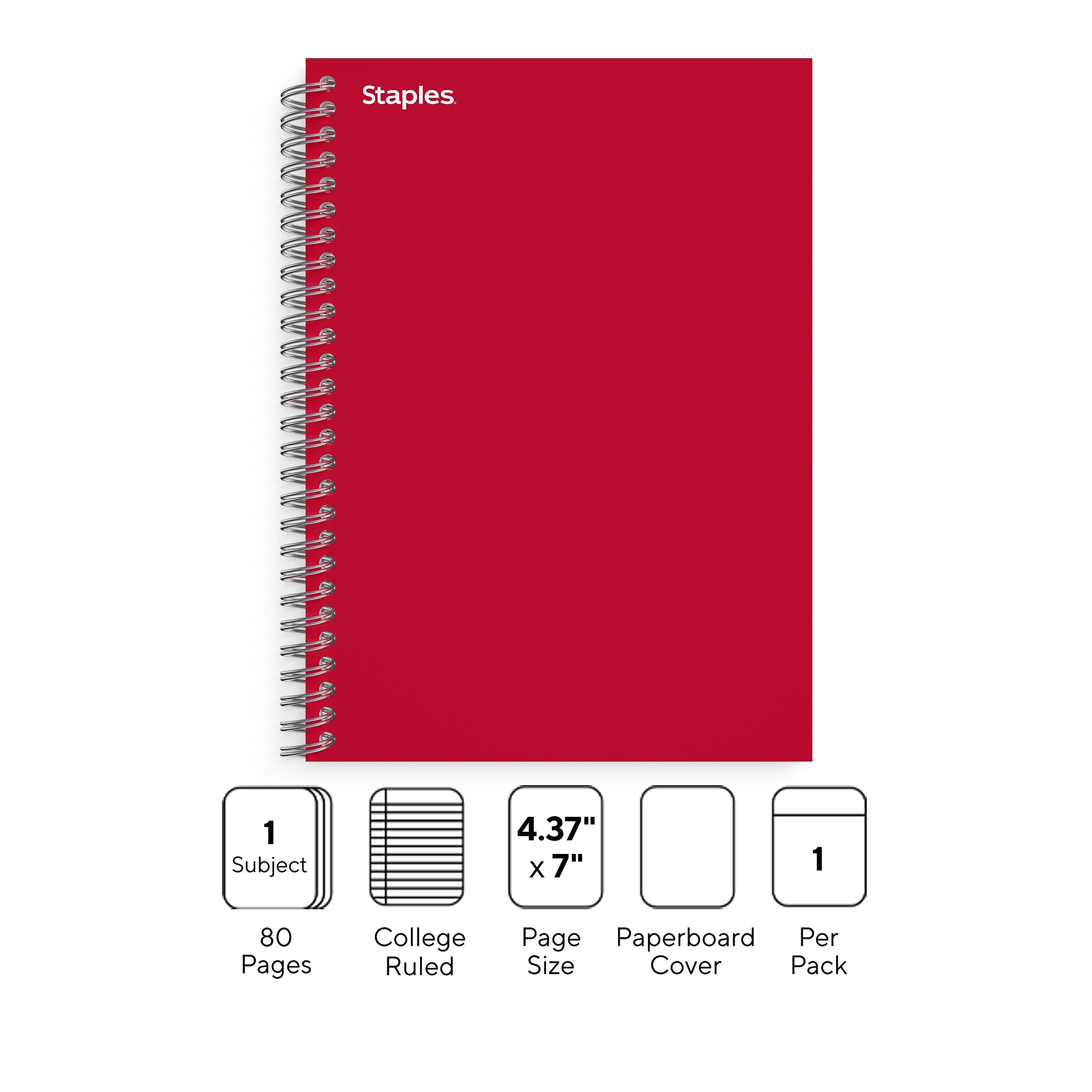Staples Premium 1-Subject Notebook, 4.38