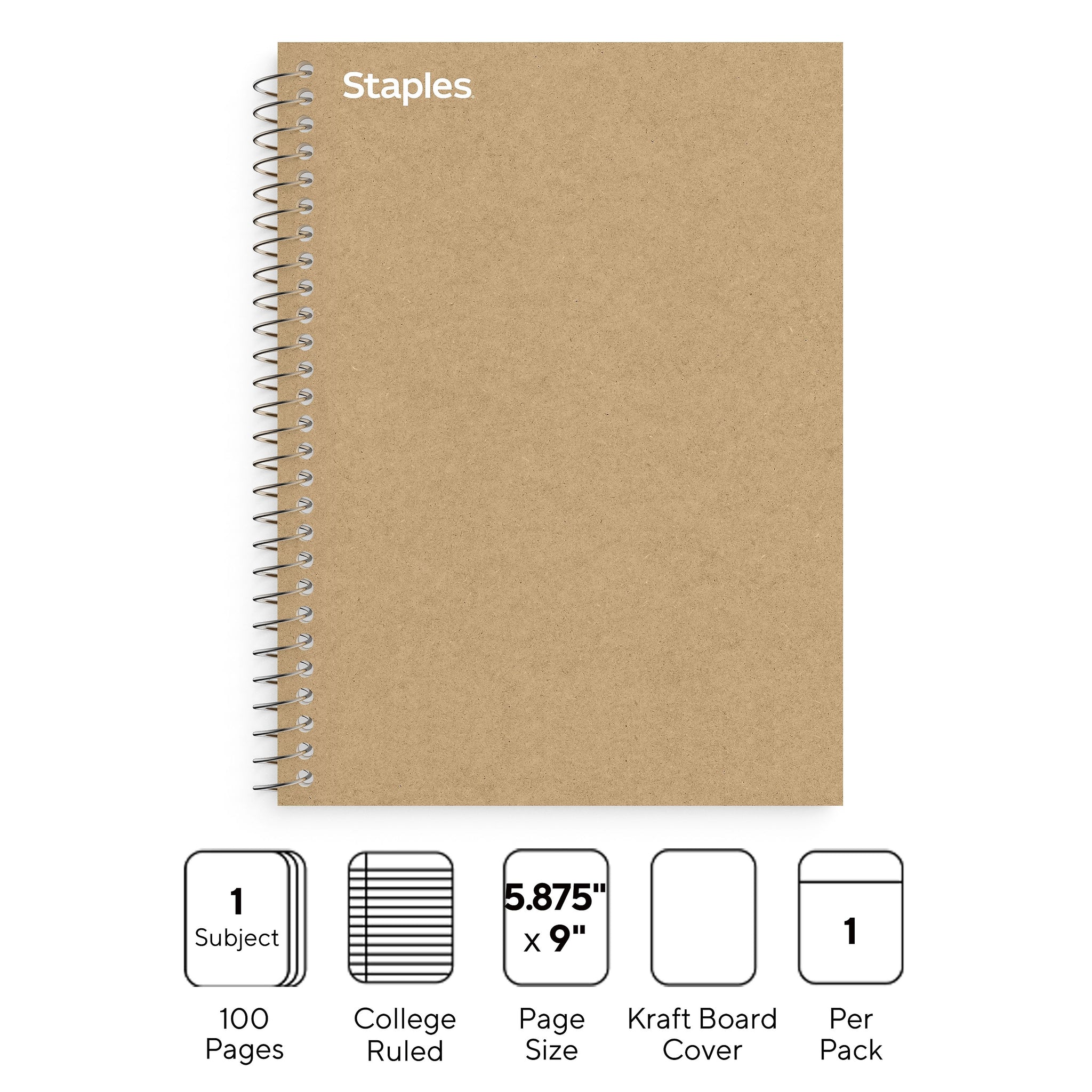 Staples Premium 1-Subject Notebook, 5.875