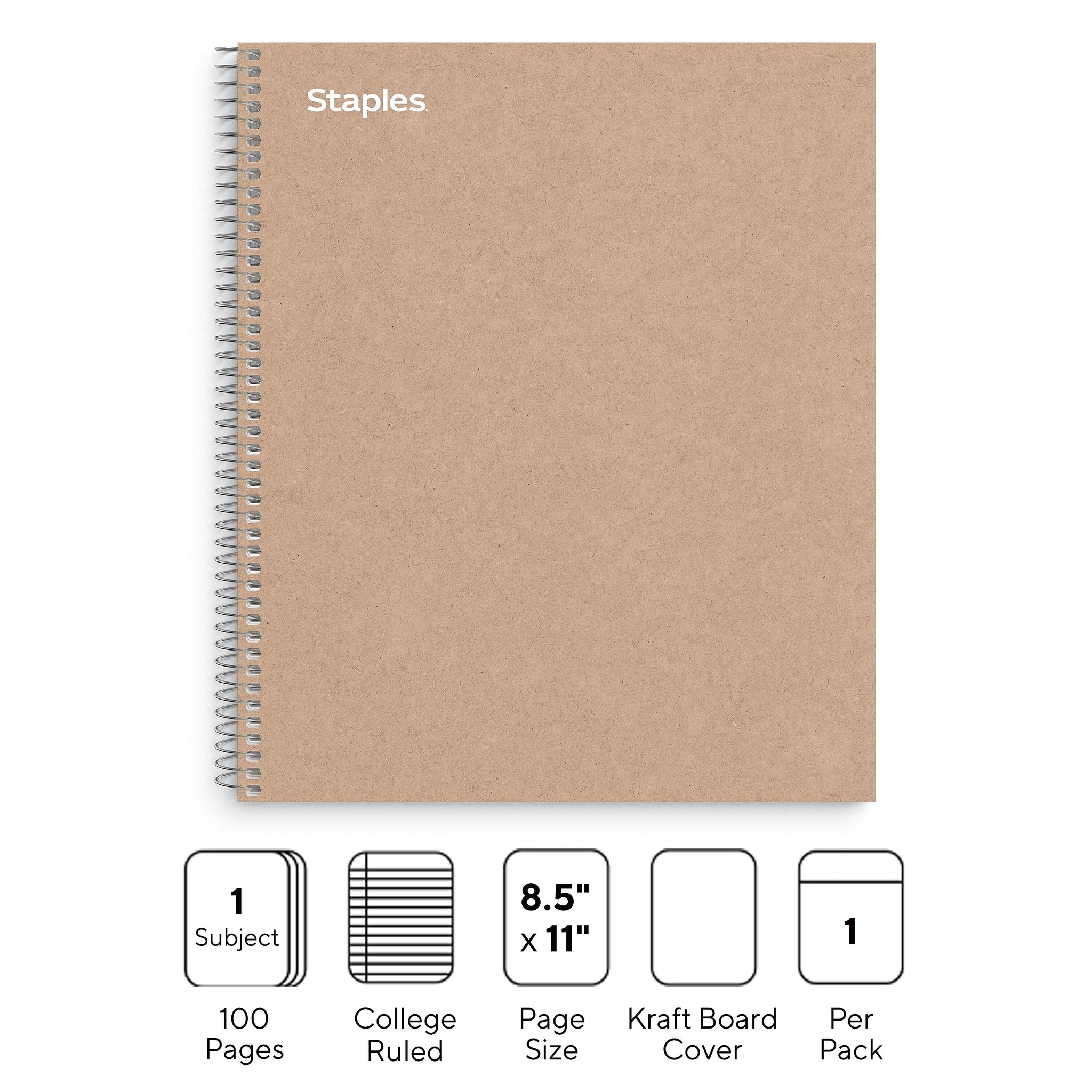 Staples Premium 1-Subject Notebook, 8.5