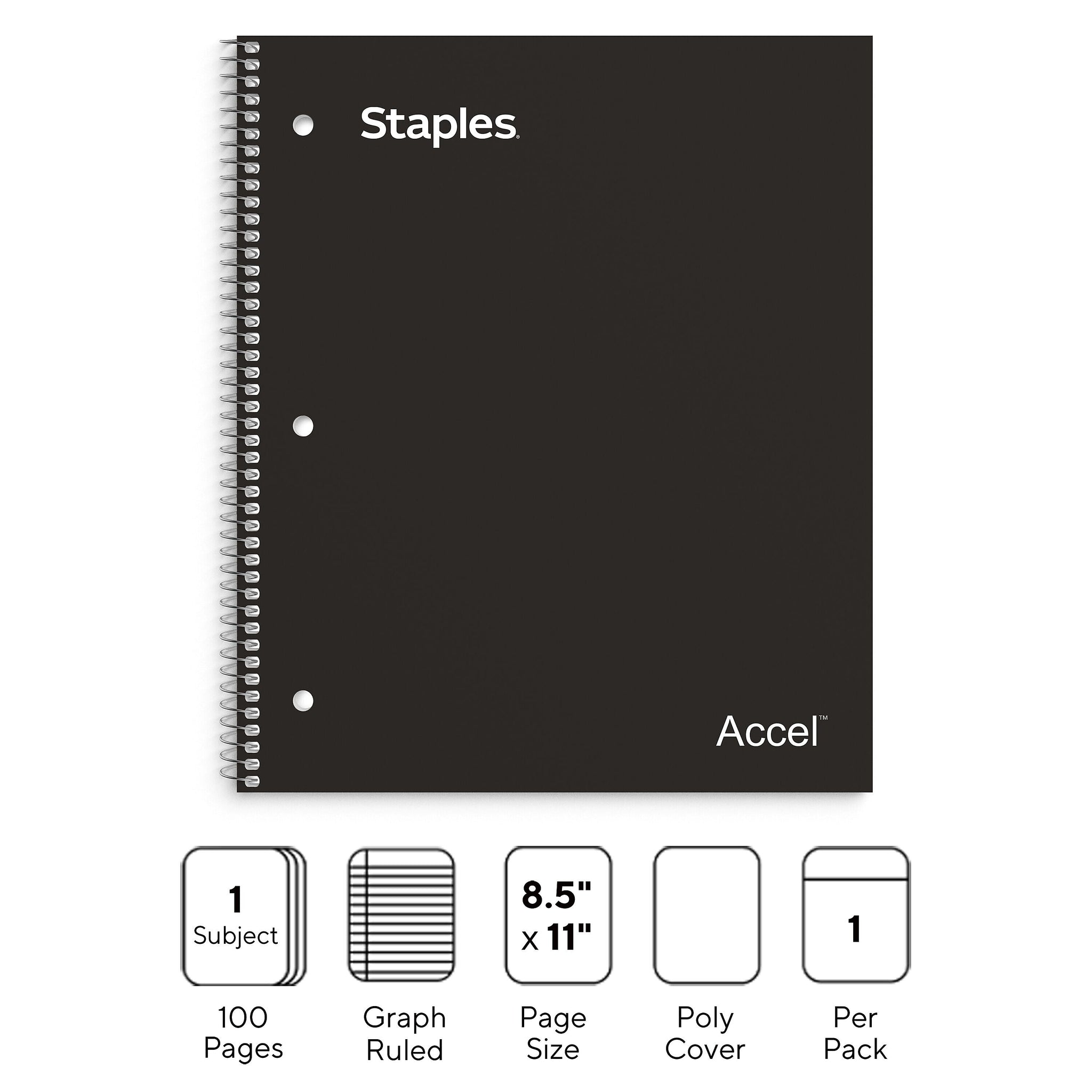 Staples Premium 1-Subject Notebook, 8.5