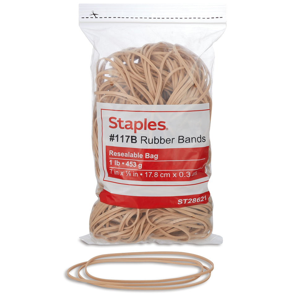 Staples Premium #117B Rubber Bands, 200/Pack