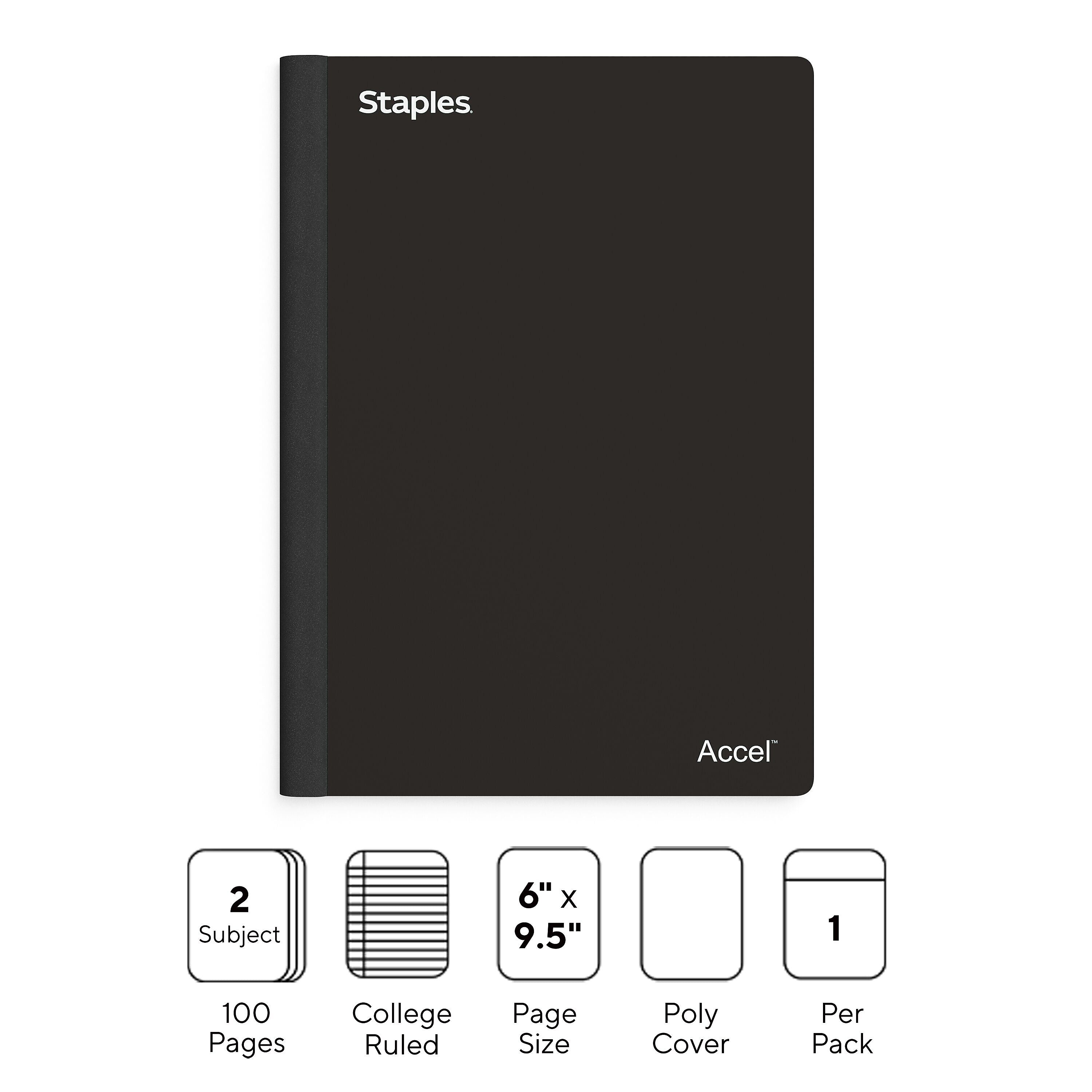 Staples Premium 2-Subject Notebook, 6