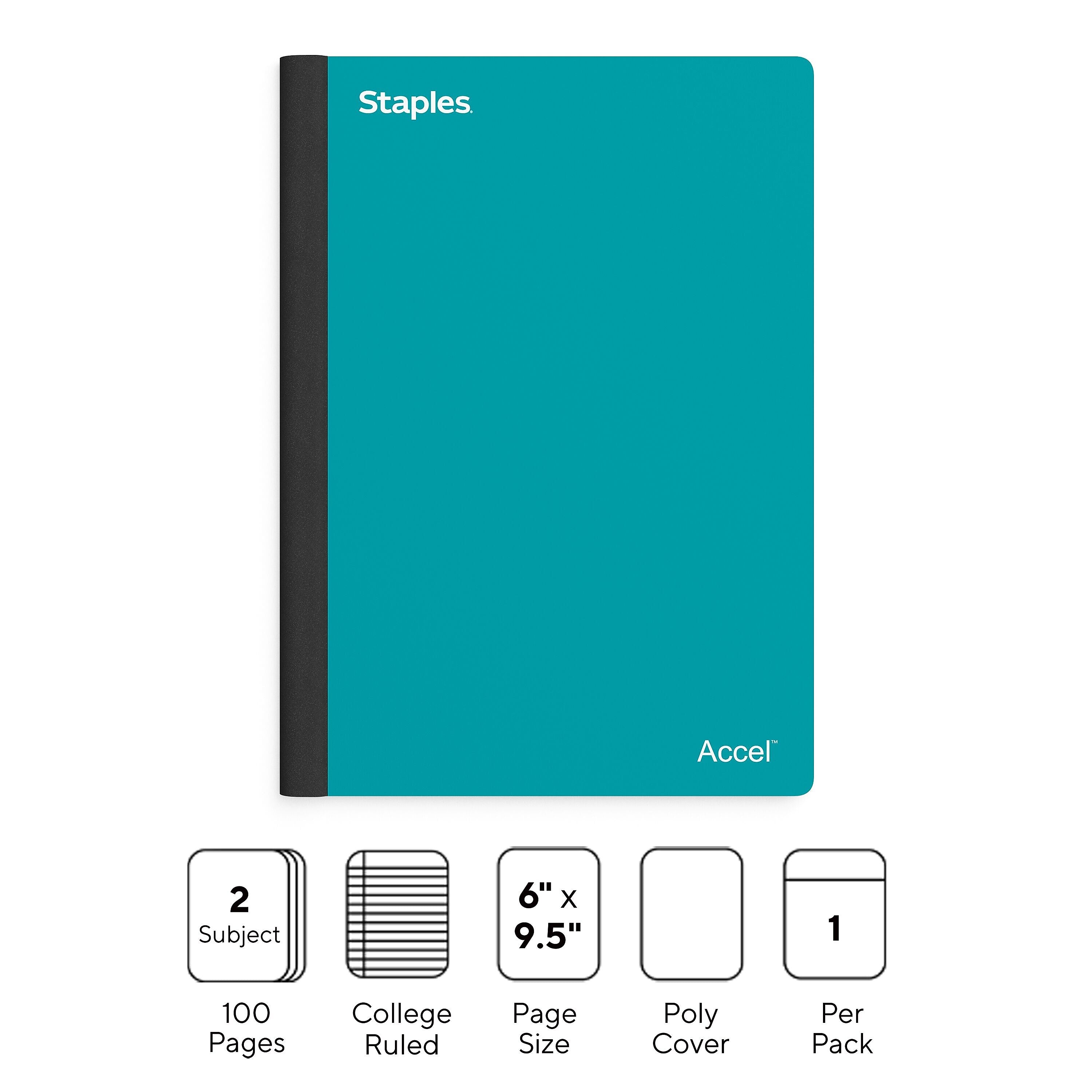 Staples Premium 2-Subject Notebook, 6