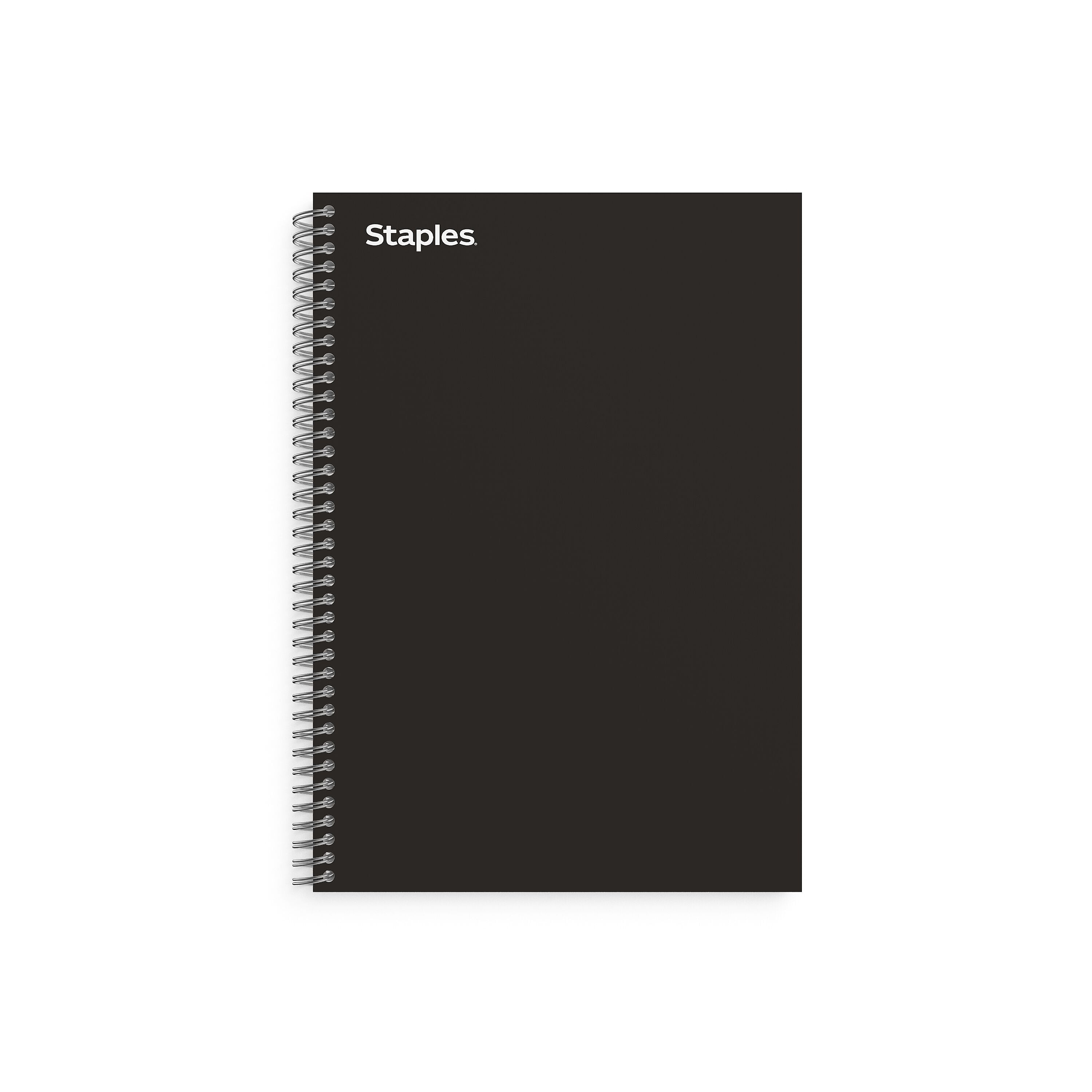 Staples Premium 3-Subject Notebook, 5.88" x 9.5", College Ruled, 138 Sheets, Black