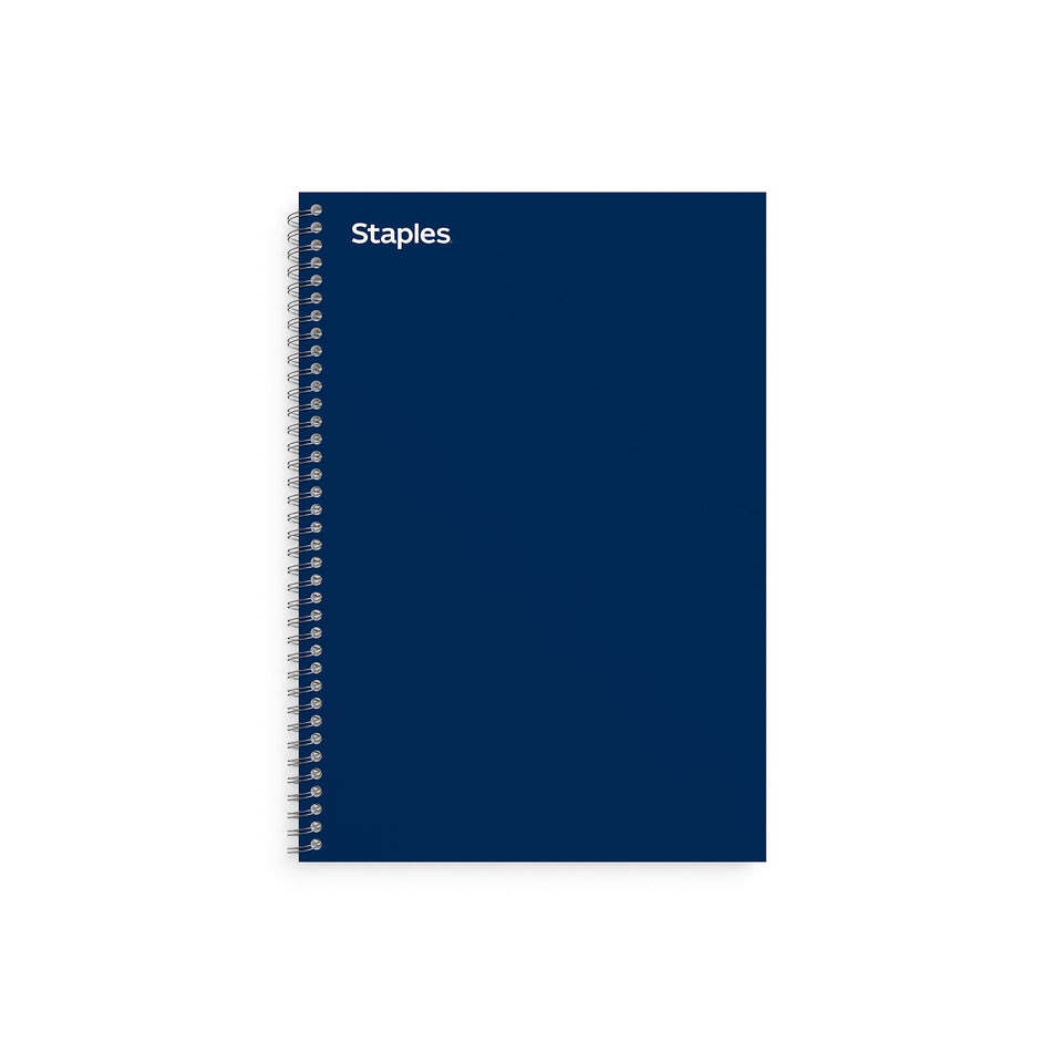 Staples Premium 3-Subject Notebook, 5.88" x 9.5", College Ruled, 138 Sheets, Blue