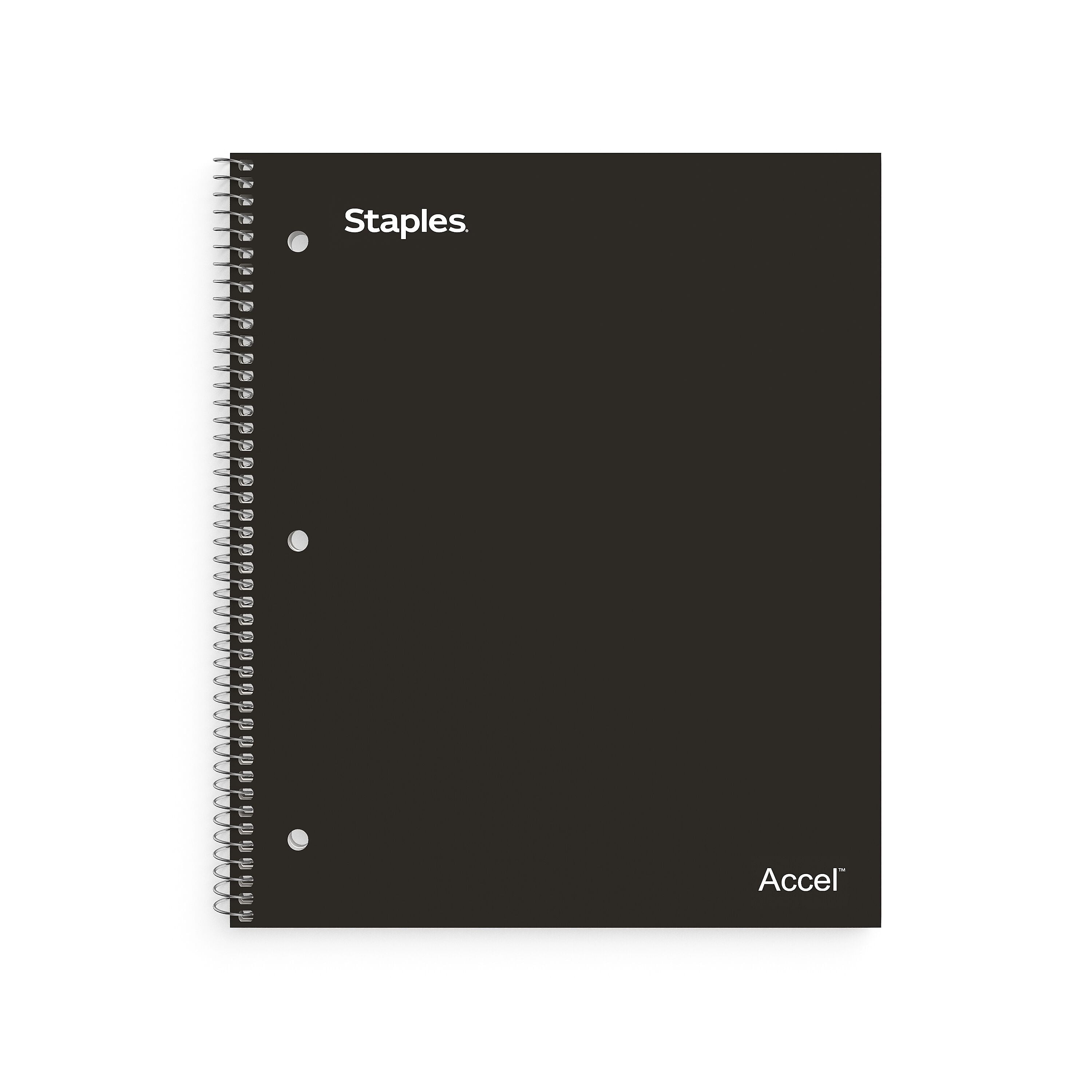 Staples Premium 3-Subject Notebook, 8.5" x 11", College Ruled, 150 Sheets, Black