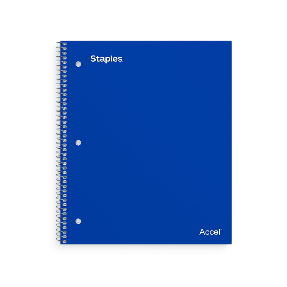 Staples Premium 3-Subject Notebook, 8.5" x 11", College Ruled, 150 Sheets, Blue