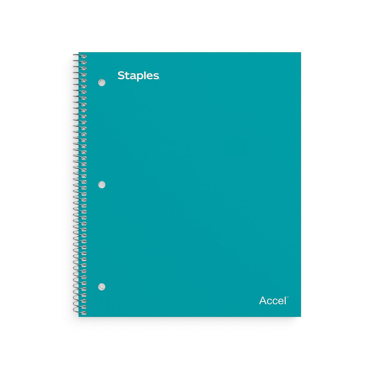 Staples Premium 3-Subject Notebook, 8.5" x 11", College Ruled, 150 Sheets, Teal