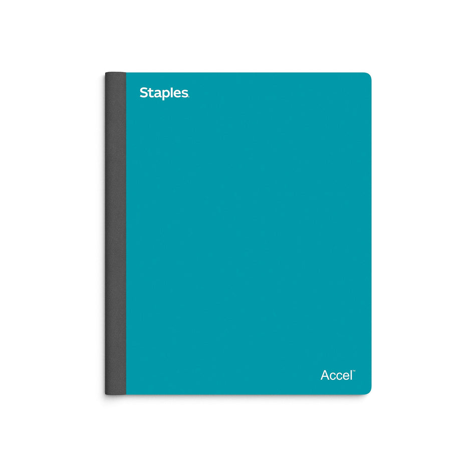 Staples Premium 3-Subject Notebook, 8.5" x 11", College Ruled, 150 Sheets, Teal