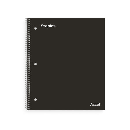 Staples Premium 5-Subject Notebook, 8.5" x 11", College Ruled, 200 Sheets, Black