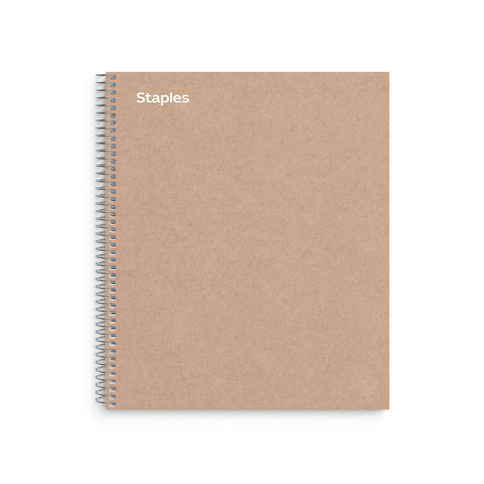 Staples Premium 5-Subject Notebook, 8.5" x 11", College Ruled, 200 Sheets, Brown