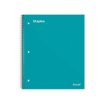 Staples Premium 5-Subject Notebook, 8.5" x 11", College Ruled, 200 Sheets, Teal