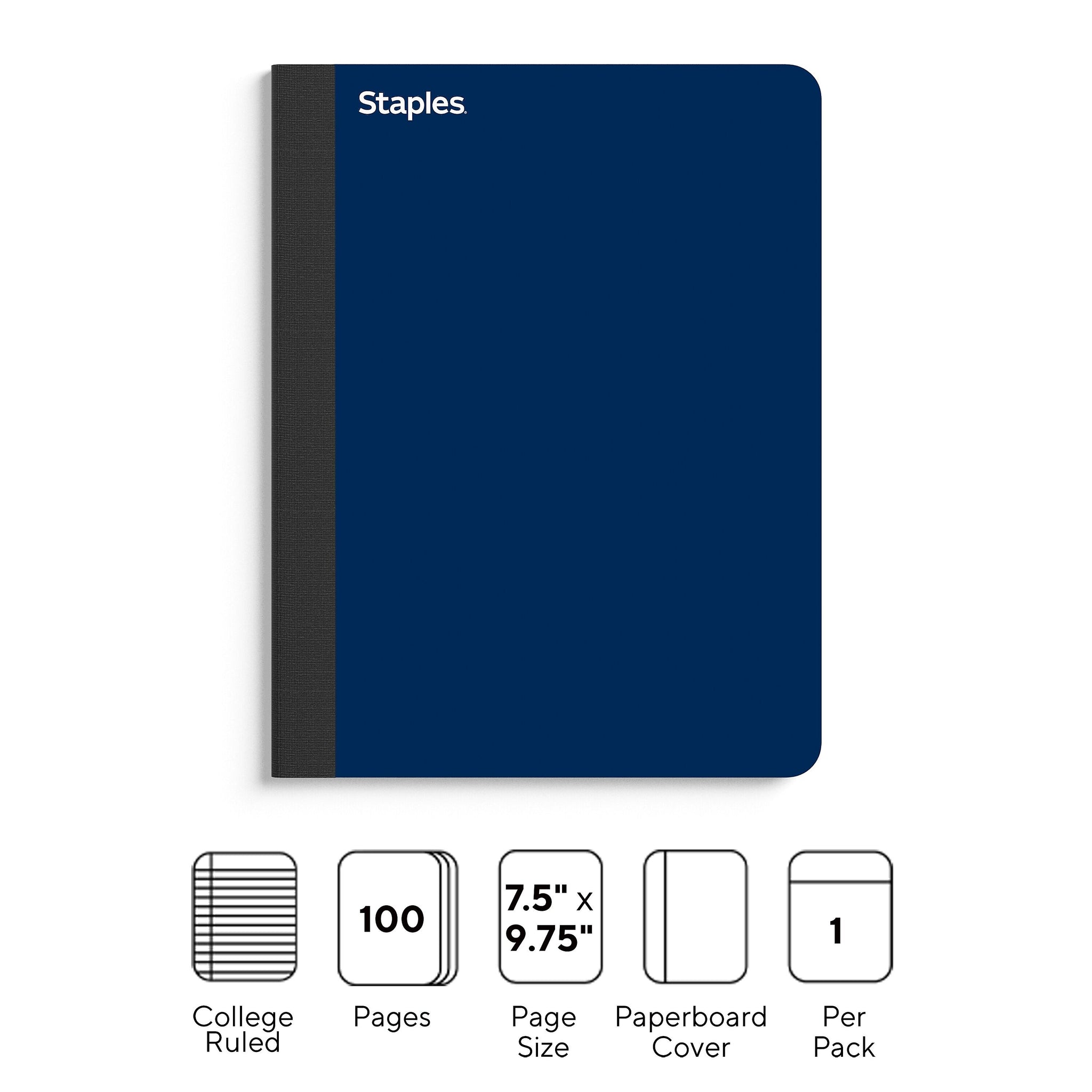 Staples Premium Composition Notebook, 7.5