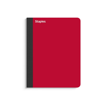 Staples® Premium Composition Notebooks, 7.5" x 9.75", College Ruled, 100 Sheets, Red