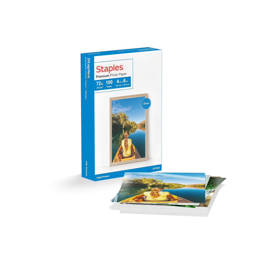Staples® Premium Glossy Photo Paper, 4" x 6", 100 Sheets/Pack