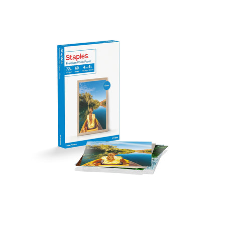 Staples Premium Glossy Photo Paper, 4"W x 6"L, 60/Pack