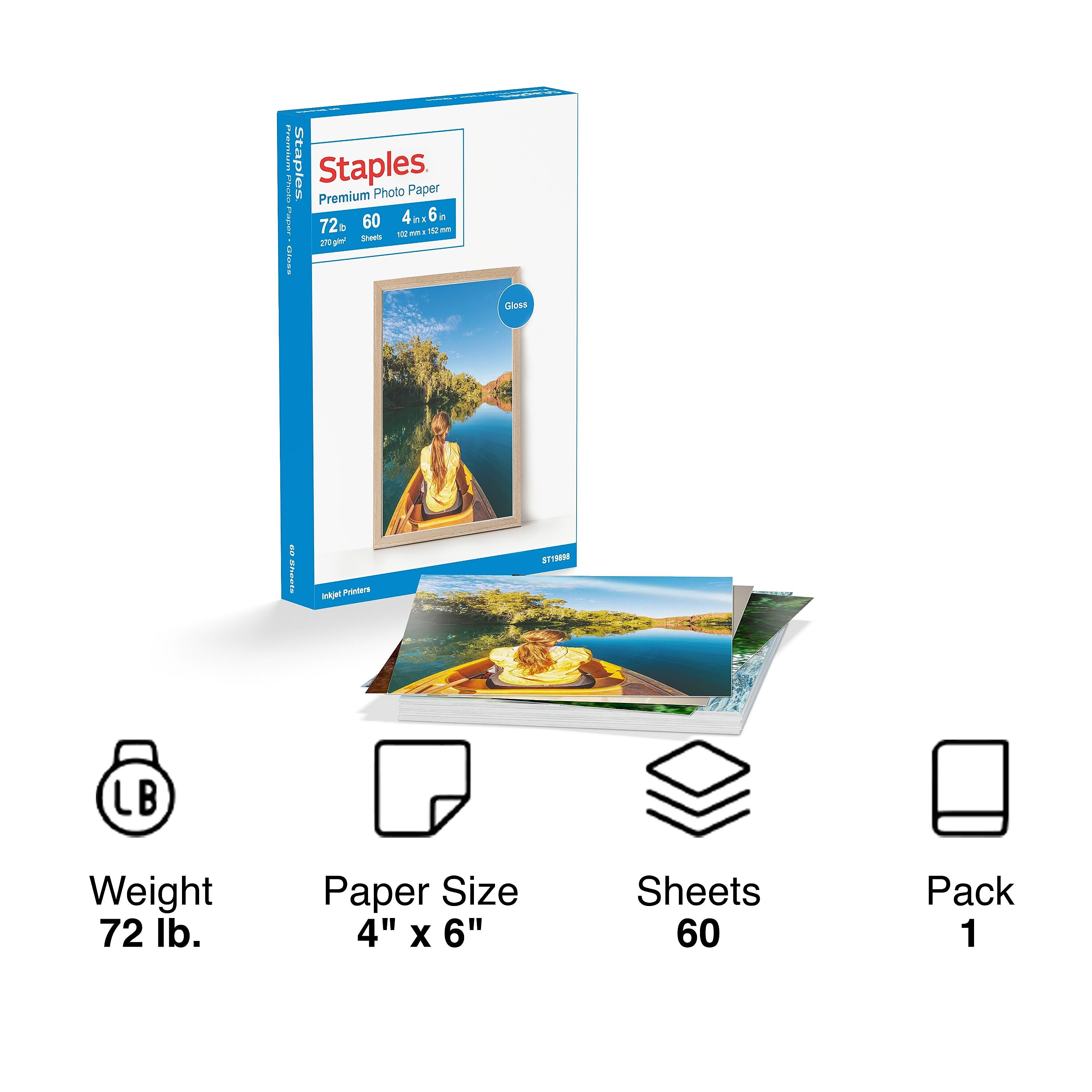Staples Premium Glossy Photo Paper, 4