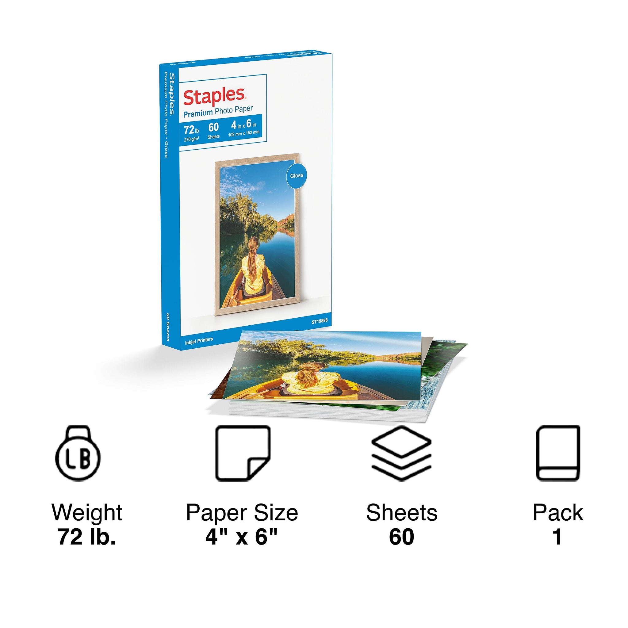 Staples Premium Glossy Photo Paper, 4