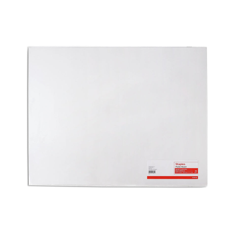 Staples Premium Poster Board, 22" x 28", White, 5/Pack