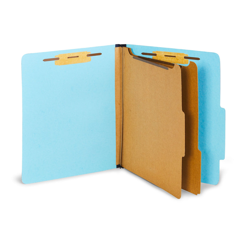 Staples® Pressboard Classification Folder, 2-Dividers, 2 1/2" Expansion, Letter Size, Light Blue, 20/Box