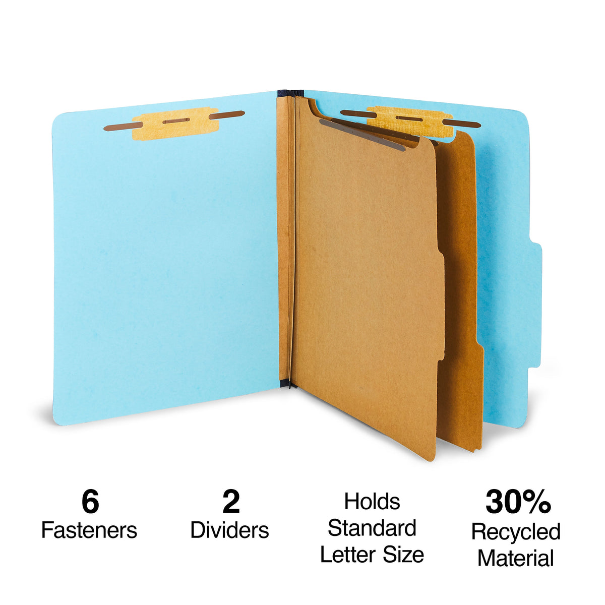 Staples® Pressboard Classification Folder, 2-Dividers, 2 1/2" Expansion, Letter Size, Light Blue, 20/Box