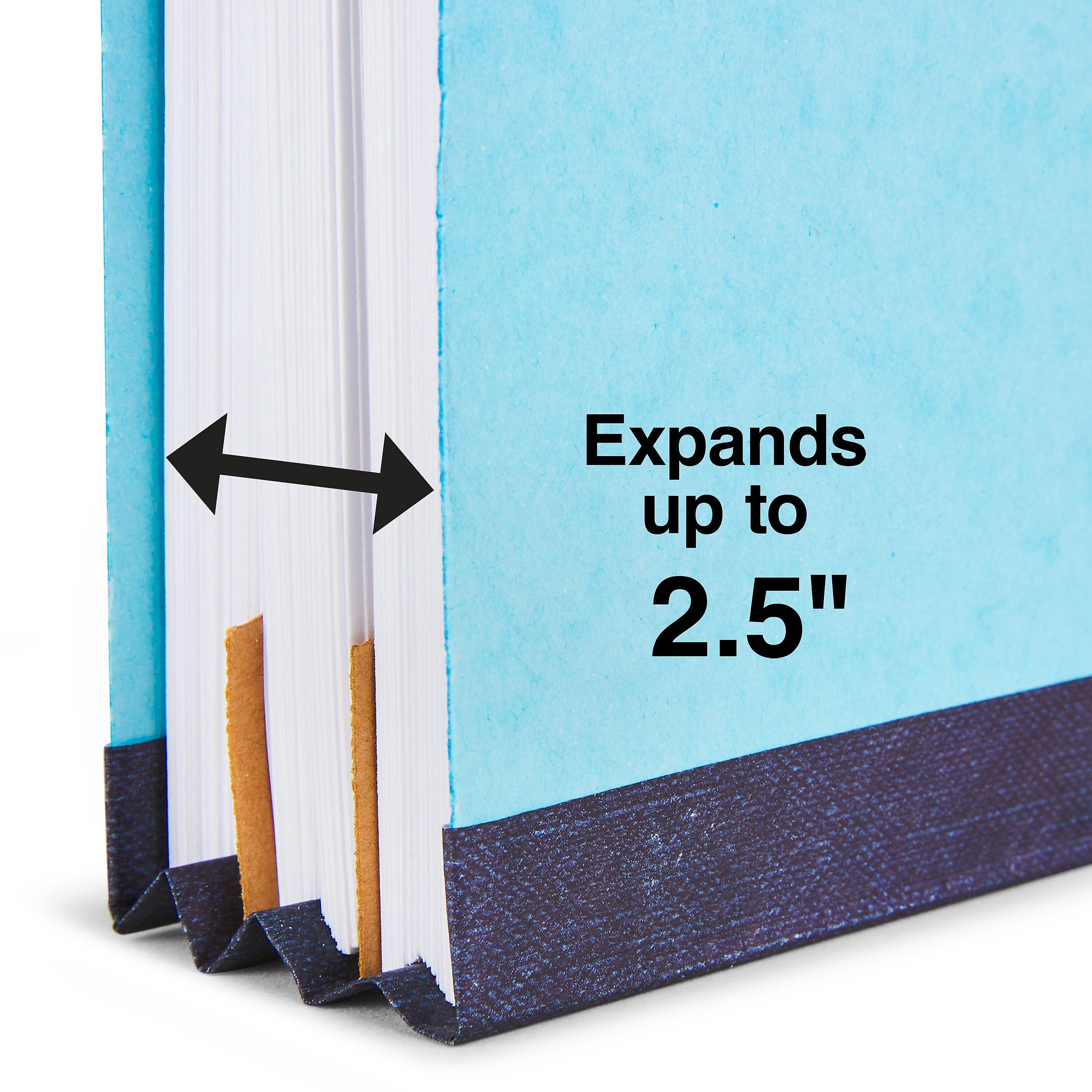 Staples® Pressboard Classification Folder, 2-Dividers, 2 1/2" Expansion, Letter Size, Light Blue, 20/Box