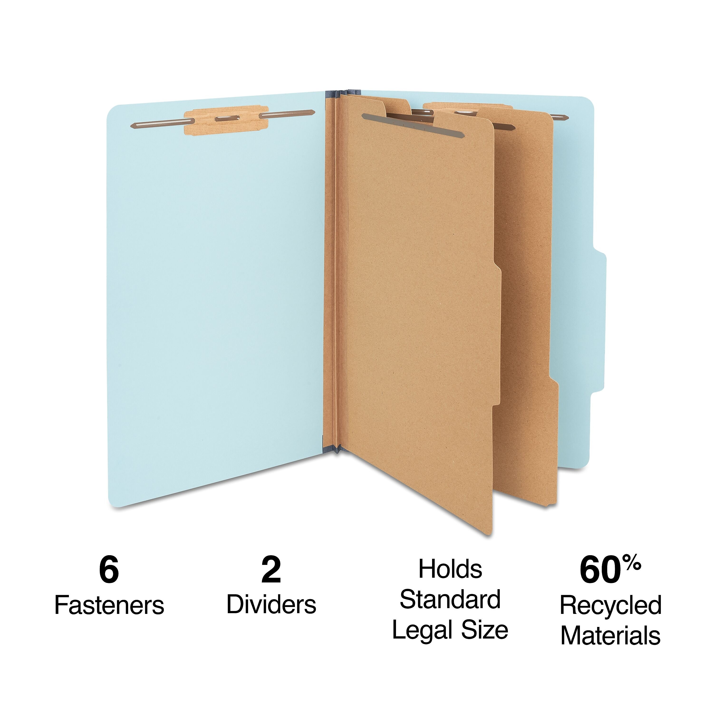 Staples Pressboard Classification Folder, 2-Dividers, 2.5