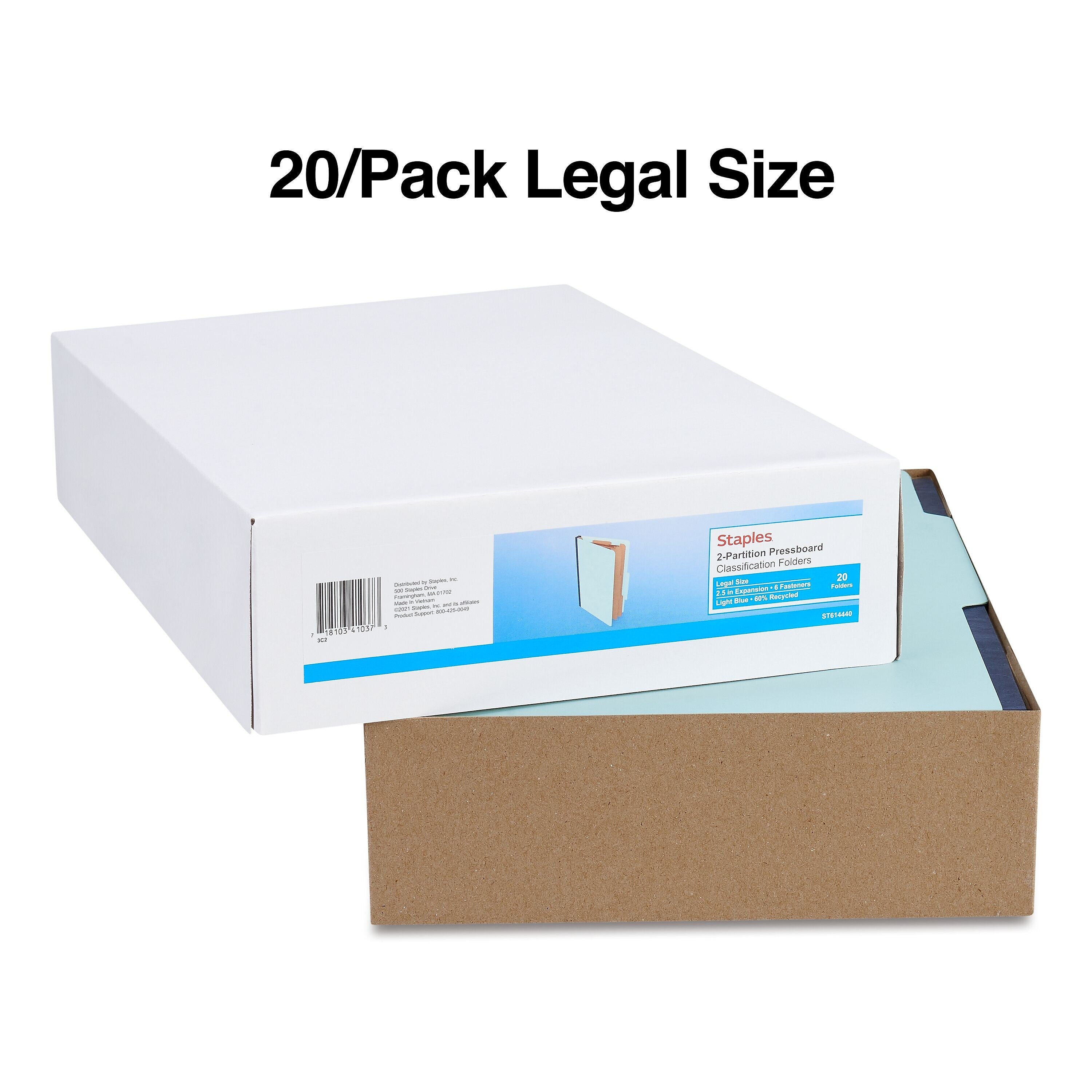 Staples Pressboard Classification Folder, 2-Dividers, 2.5