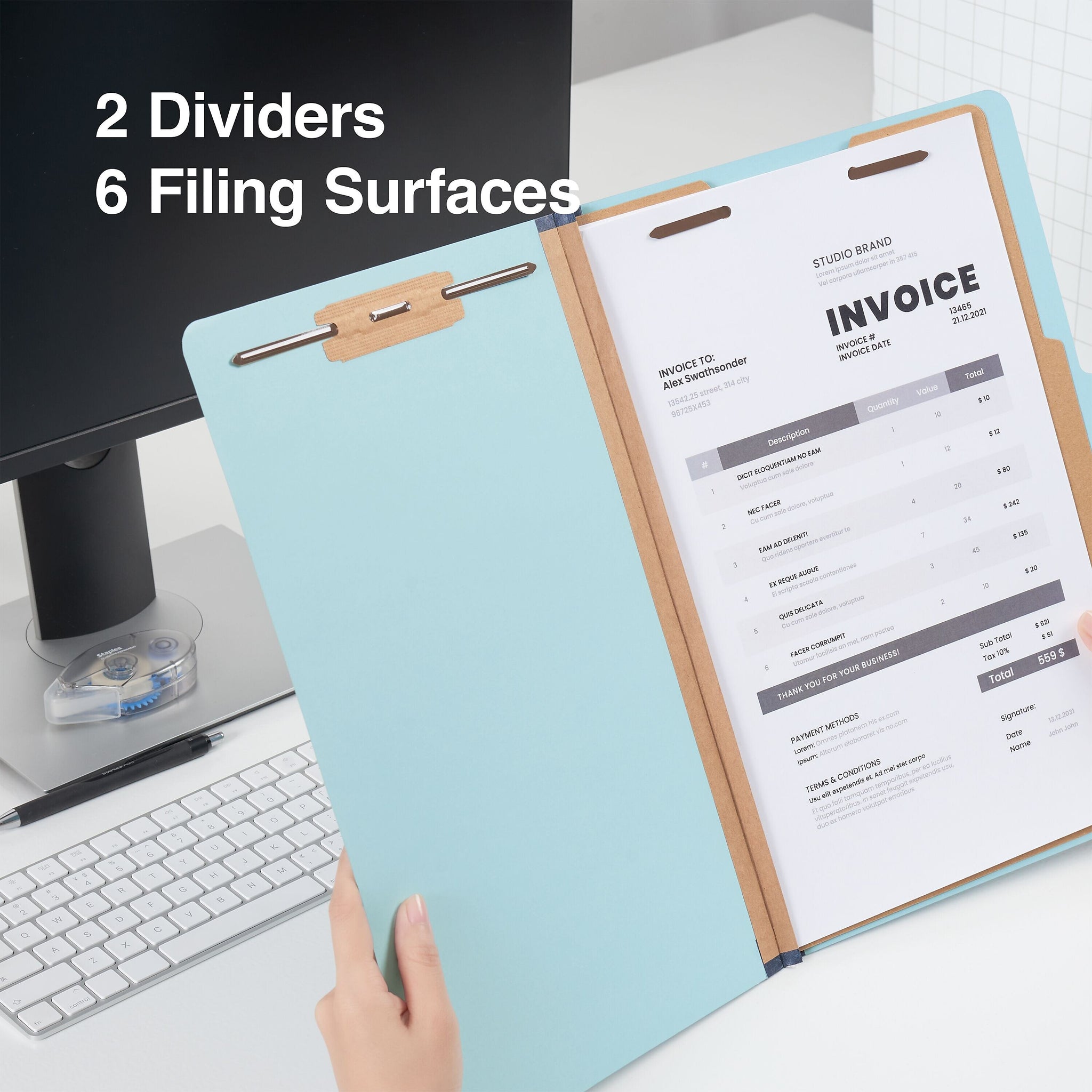 Staples Pressboard Classification Folder, 2-Dividers, 2.5