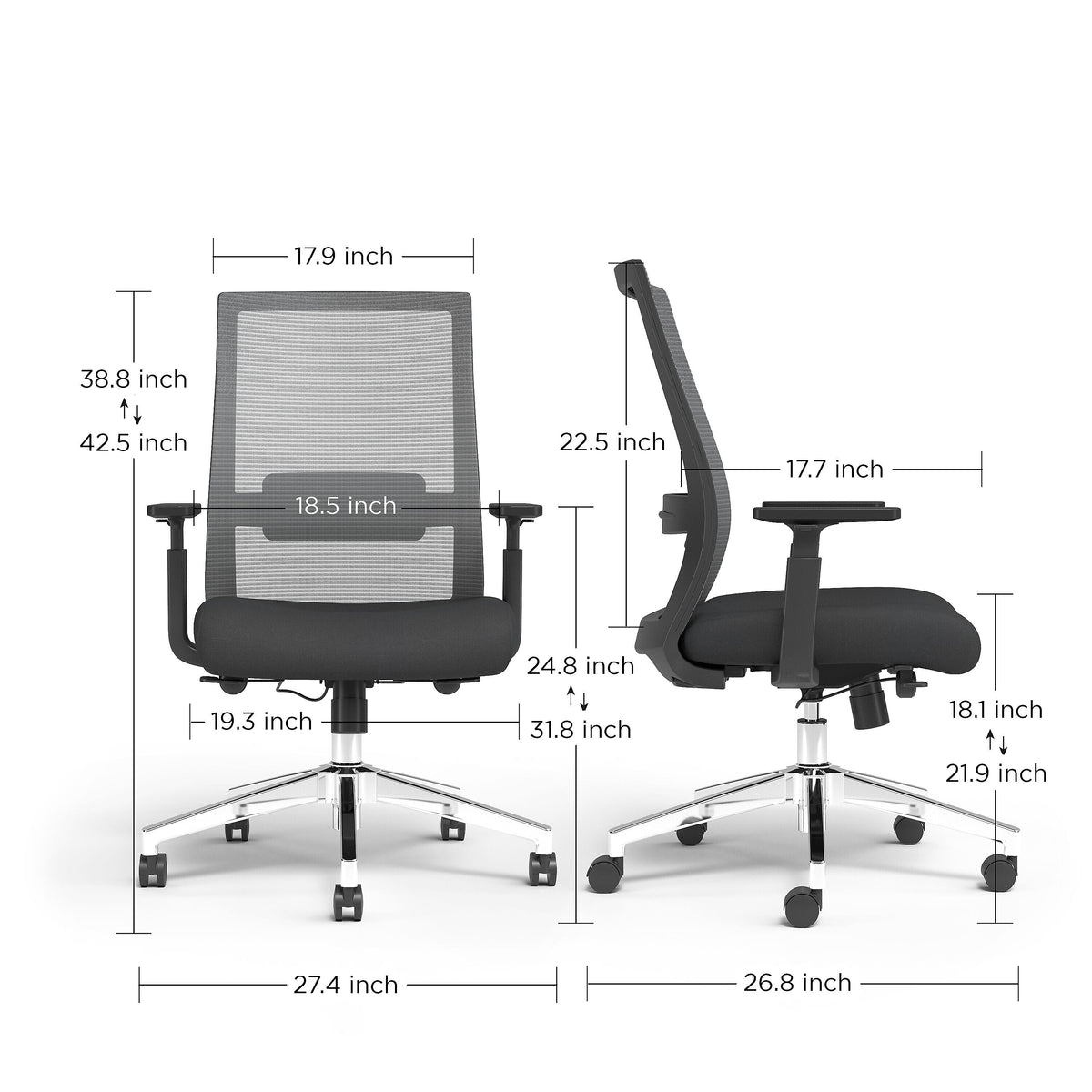 Staples Prestige Marrett Ergonomic Fabric Swivel Task Chair, Black