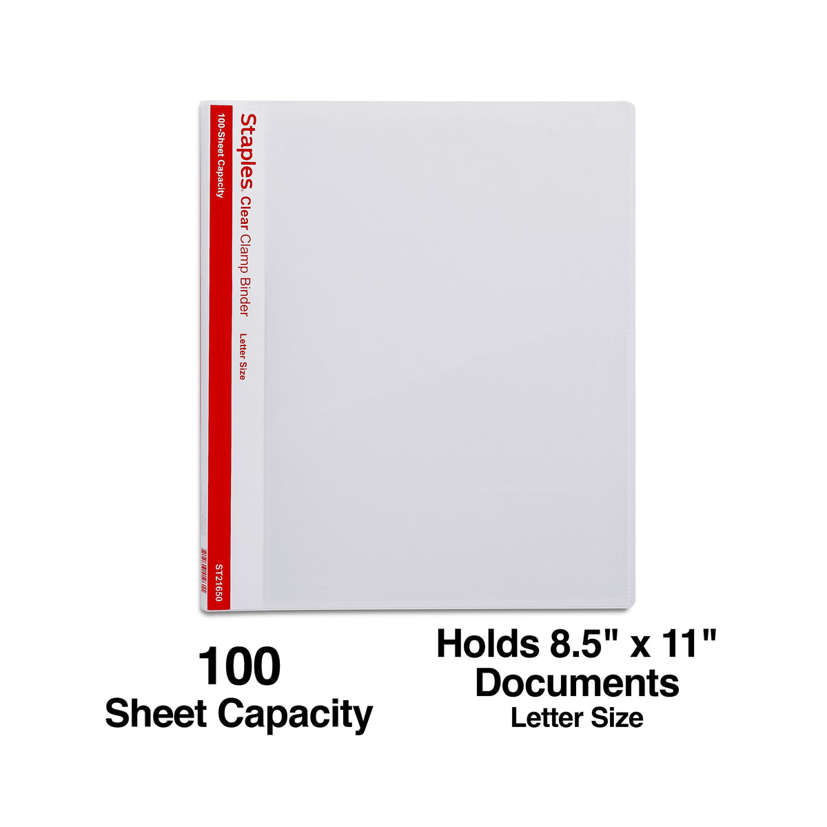 Staples Punchless Report Cover, Letter Size, Clear