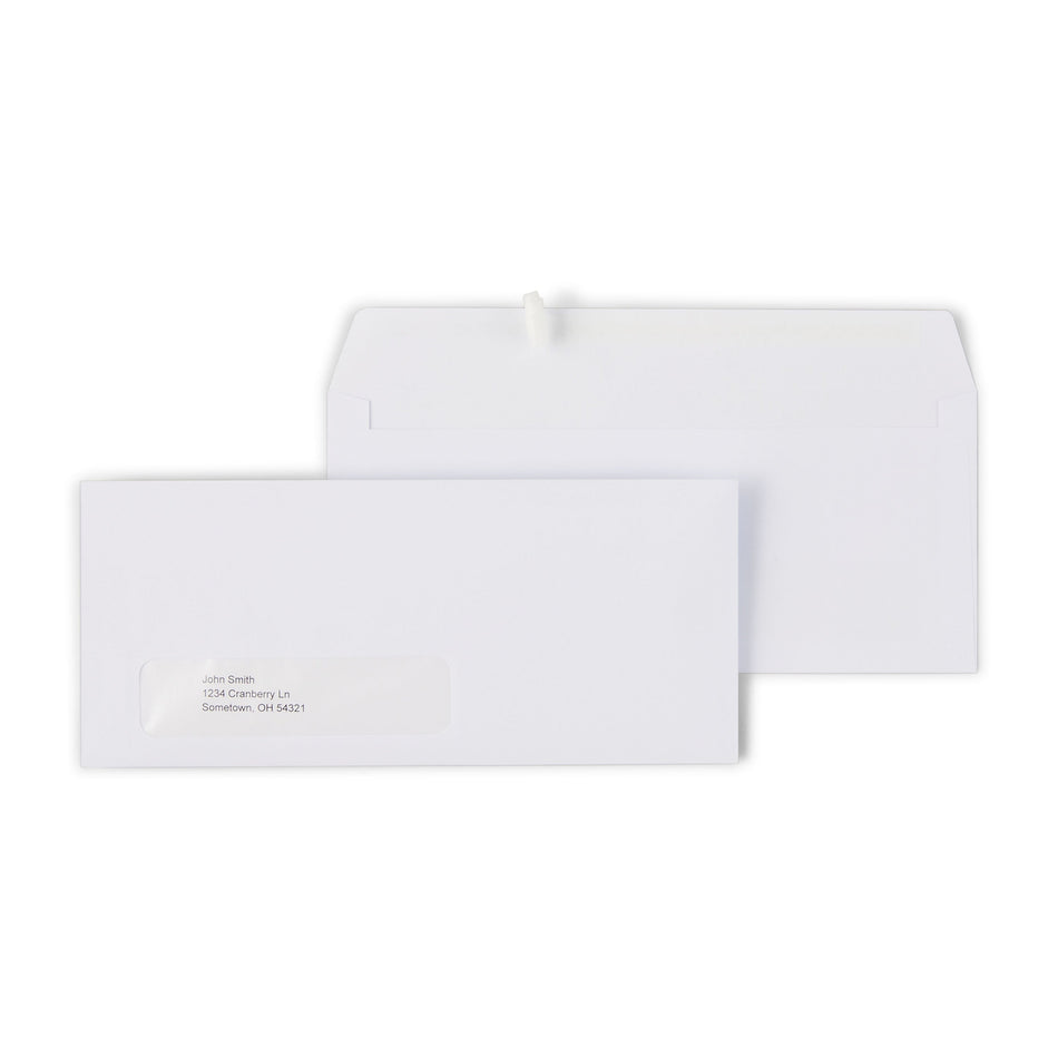 Staples QuickStrip EasyClose #10 Window Envelopes, 4-1/8" x 9-1/2", White Wove, 500/Box
