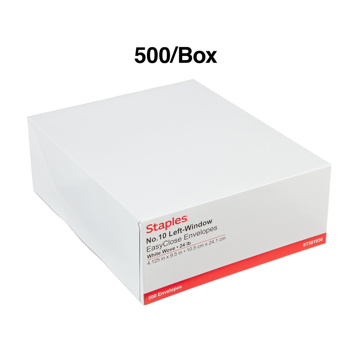 Staples QuickStrip EasyClose #10 Window Envelopes, 4-1/8" x 9-1/2", White Wove, 500/Box