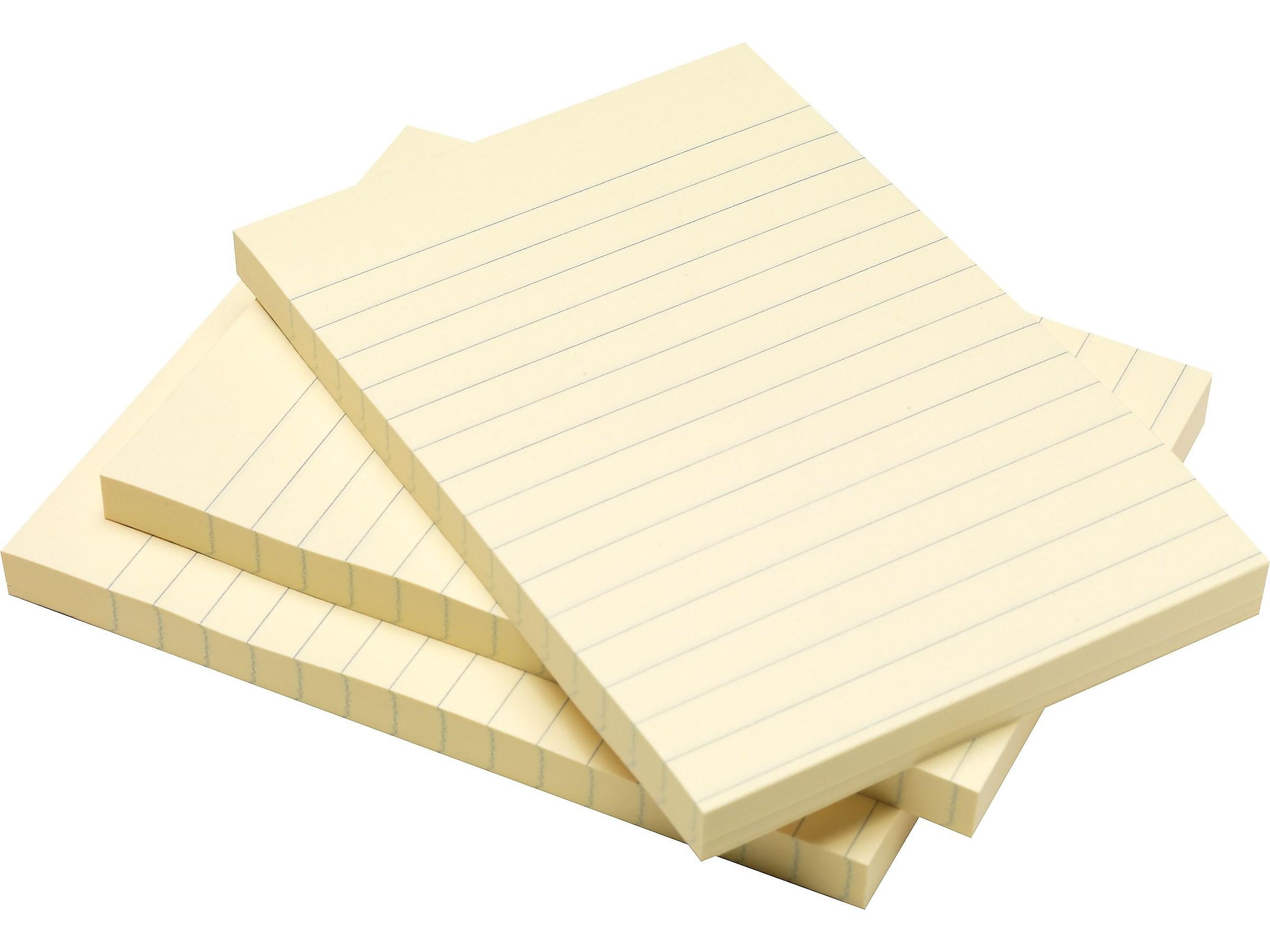 Staples® Recycled Notes, 4" x 6", Sunshine Collection, Lined, 100 Sheet/Pad, 5 Pads/Pack