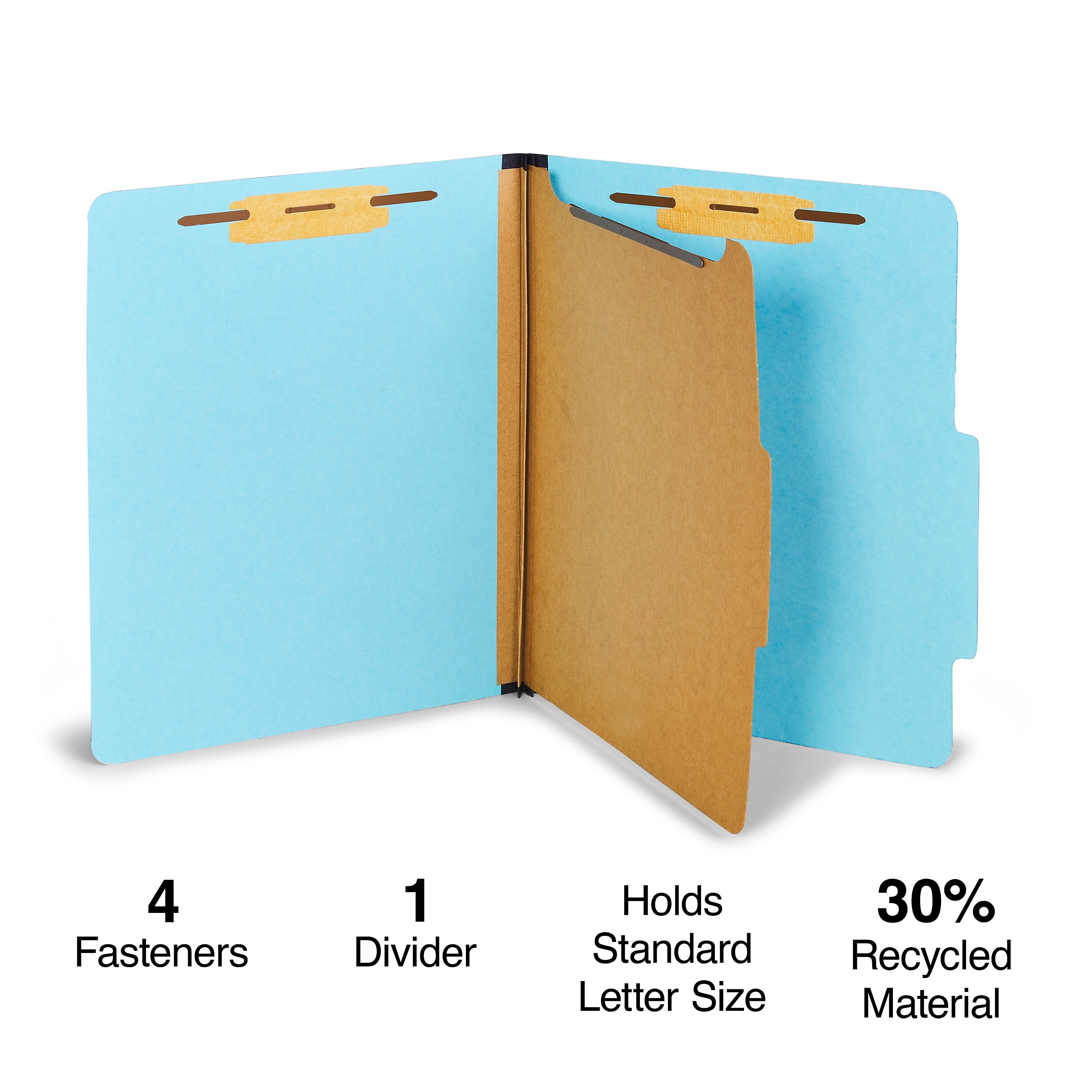 Staples® Recycled Pressboard Classification Folder, 1-Dividers, 1 3/4" Expansion, Letter Size, Light Blue, 20/Box