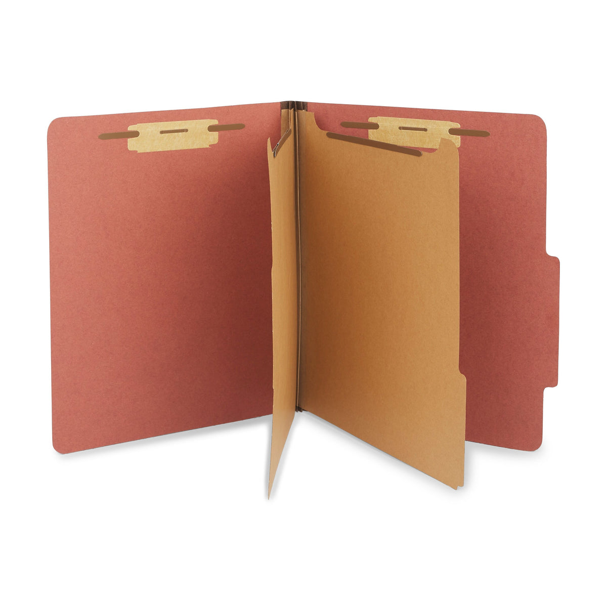 Staples® Recycled Pressboard Classification Folder, 2-Dividers, 2 1/2" Expansion, Letter Size, Brick Red, 20/Box