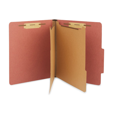 Staples® Recycled Pressboard Classification Folder, 2-Dividers, 2 1/2" Expansion, Letter Size, Brick Red, 20/Box